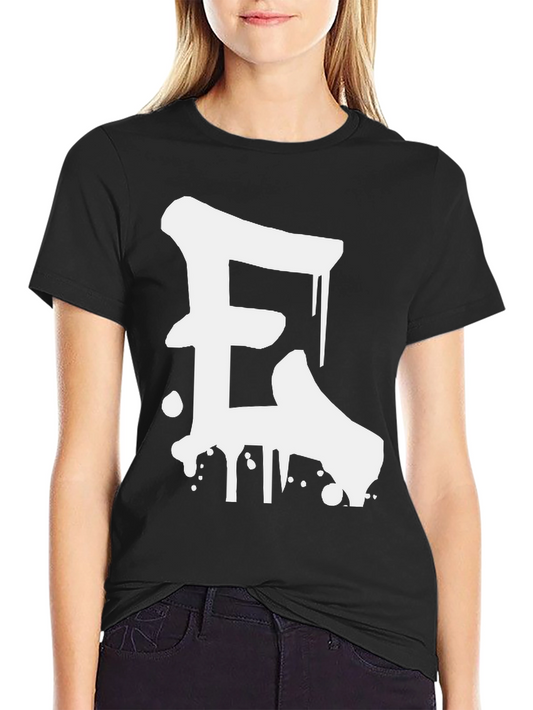 Graffiti E Graphic Tee - Black Cotton Blend T-Shirt