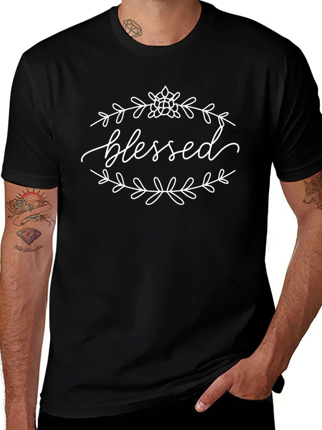 Blessed Graphic Tee - Black Cotton Casual Shirt