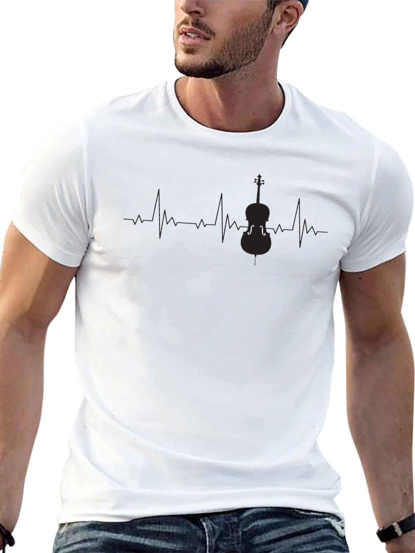 Musicians Heartbeat Cello T-Shirt - Black