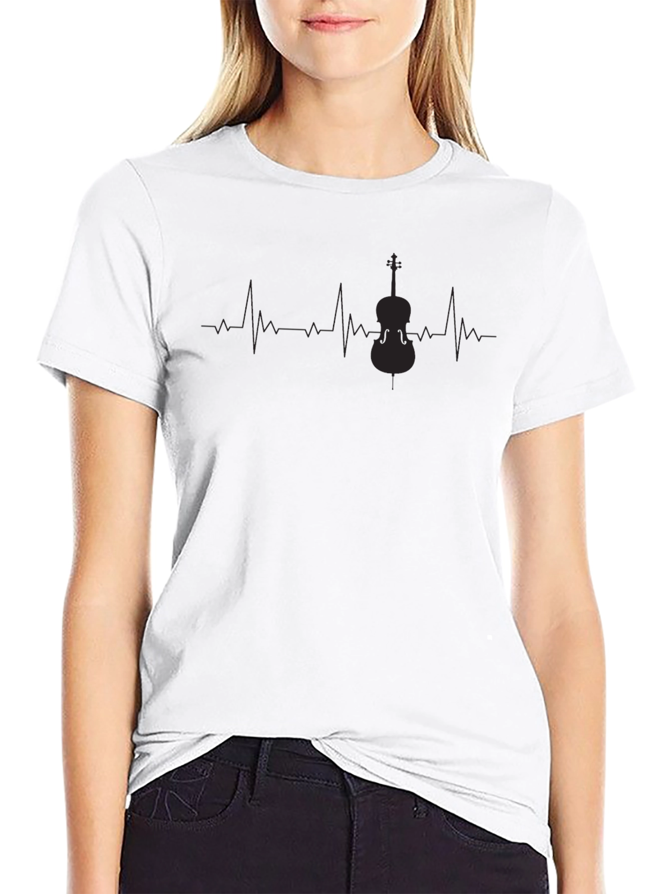 Musicians Heartbeat Cello T-Shirt - Black