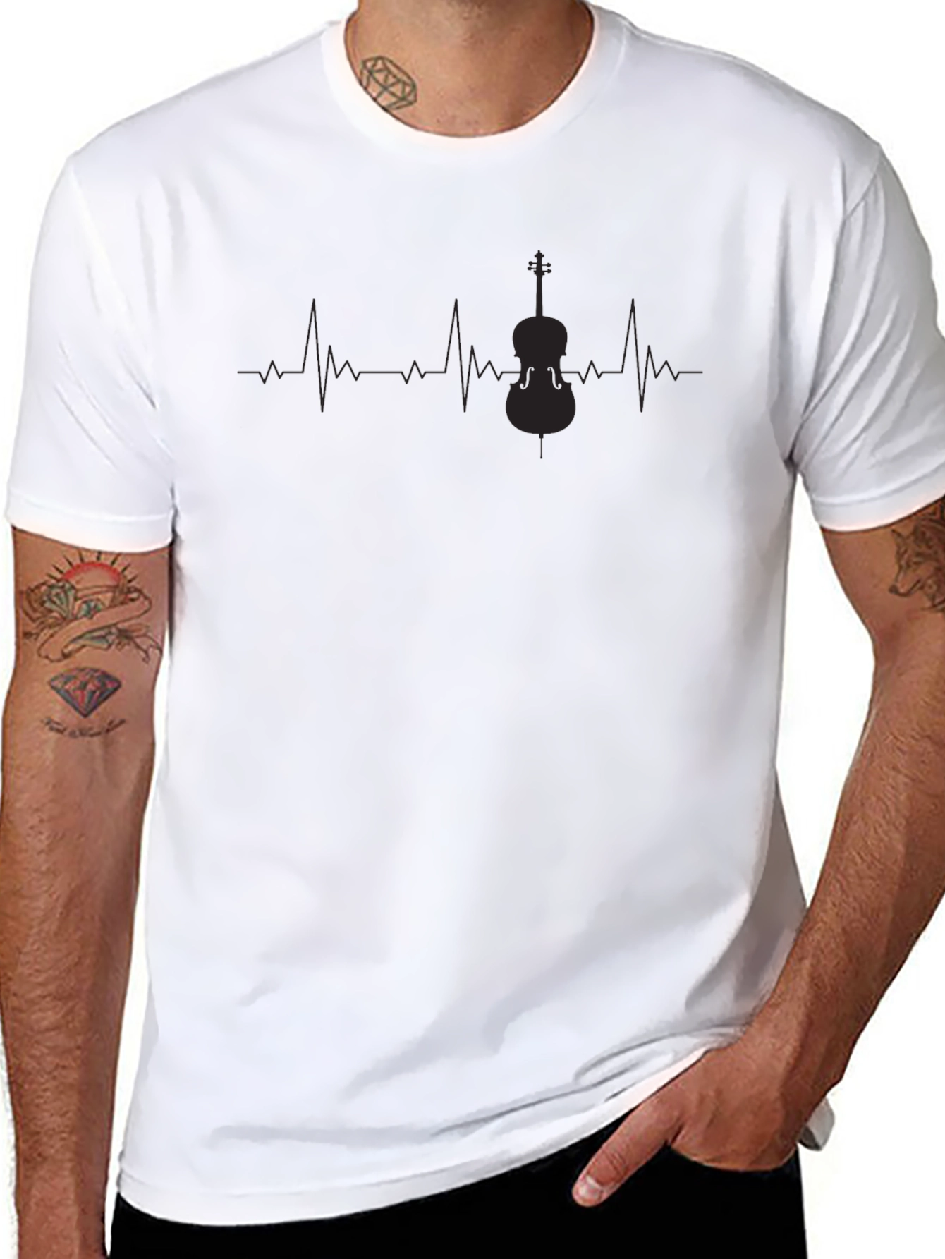 Musicians Heartbeat Cello T-Shirt - Black