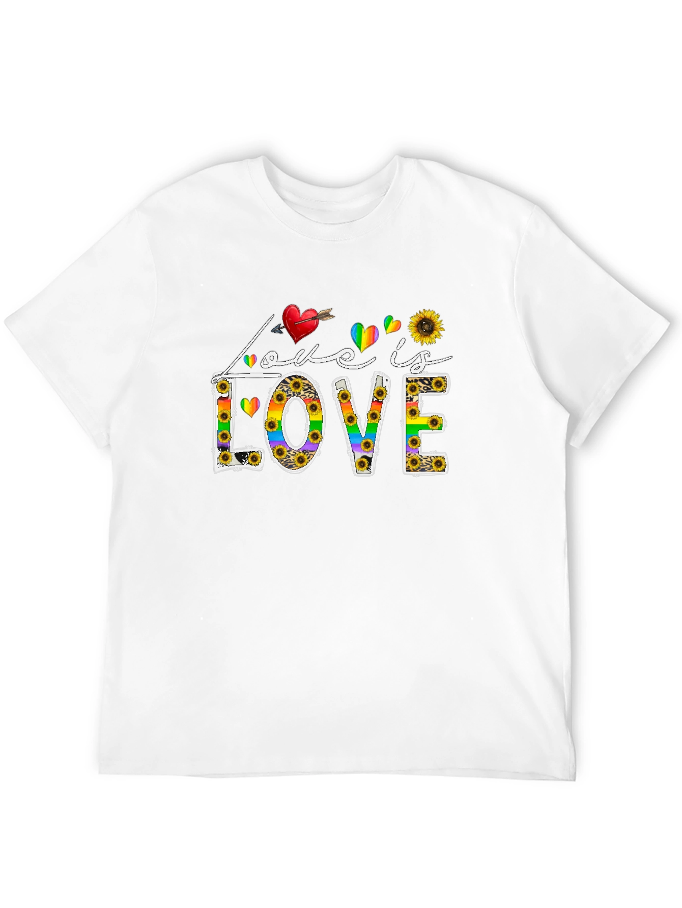 Love is Love Rainbow Sunflower Graphic T-Shirt