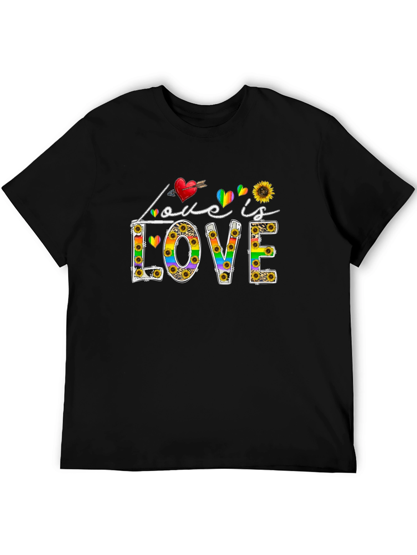 Love is Love Rainbow Sunflower Graphic T-Shirt