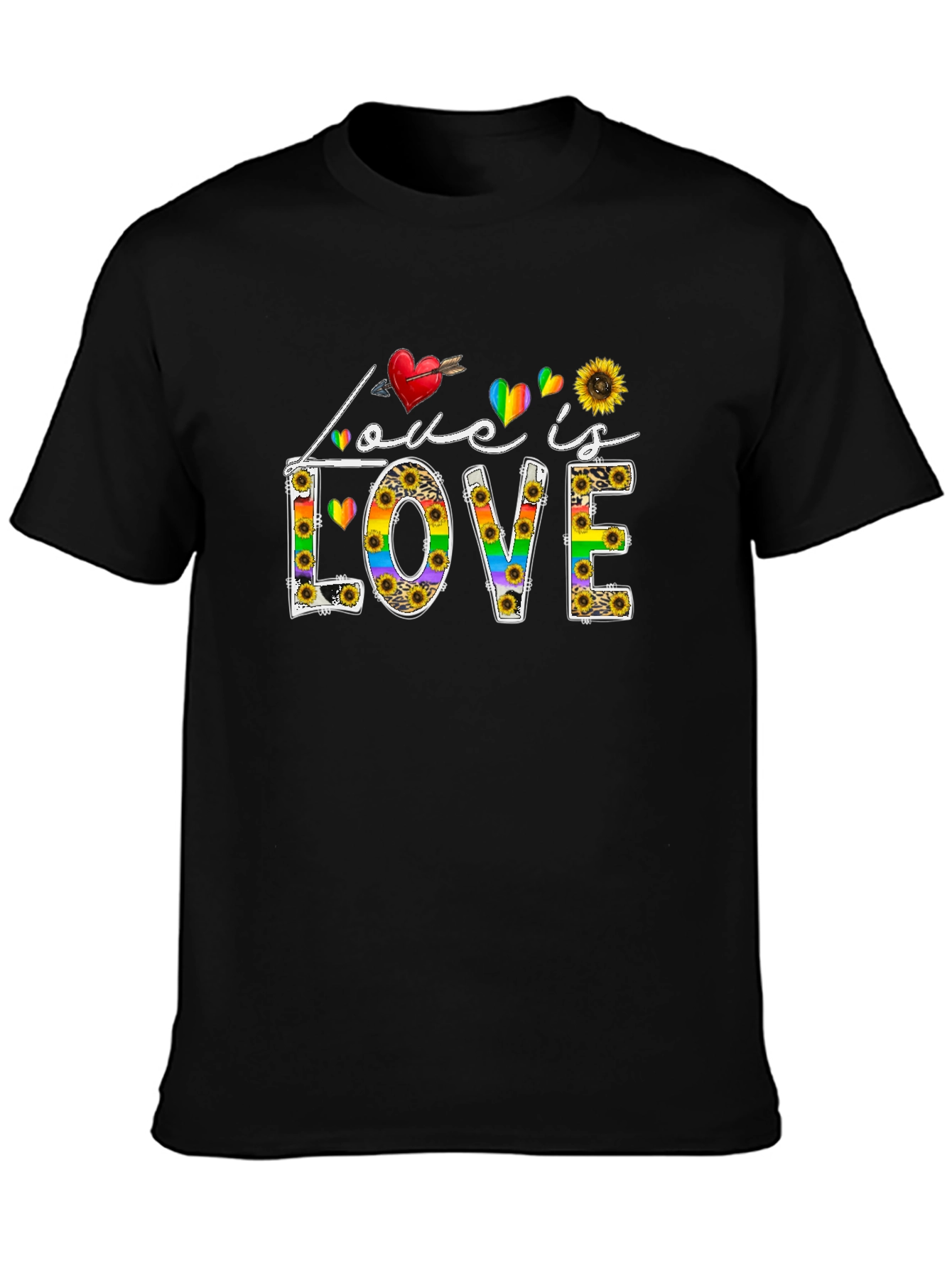 Love is Love Rainbow Sunflower Graphic T-Shirt