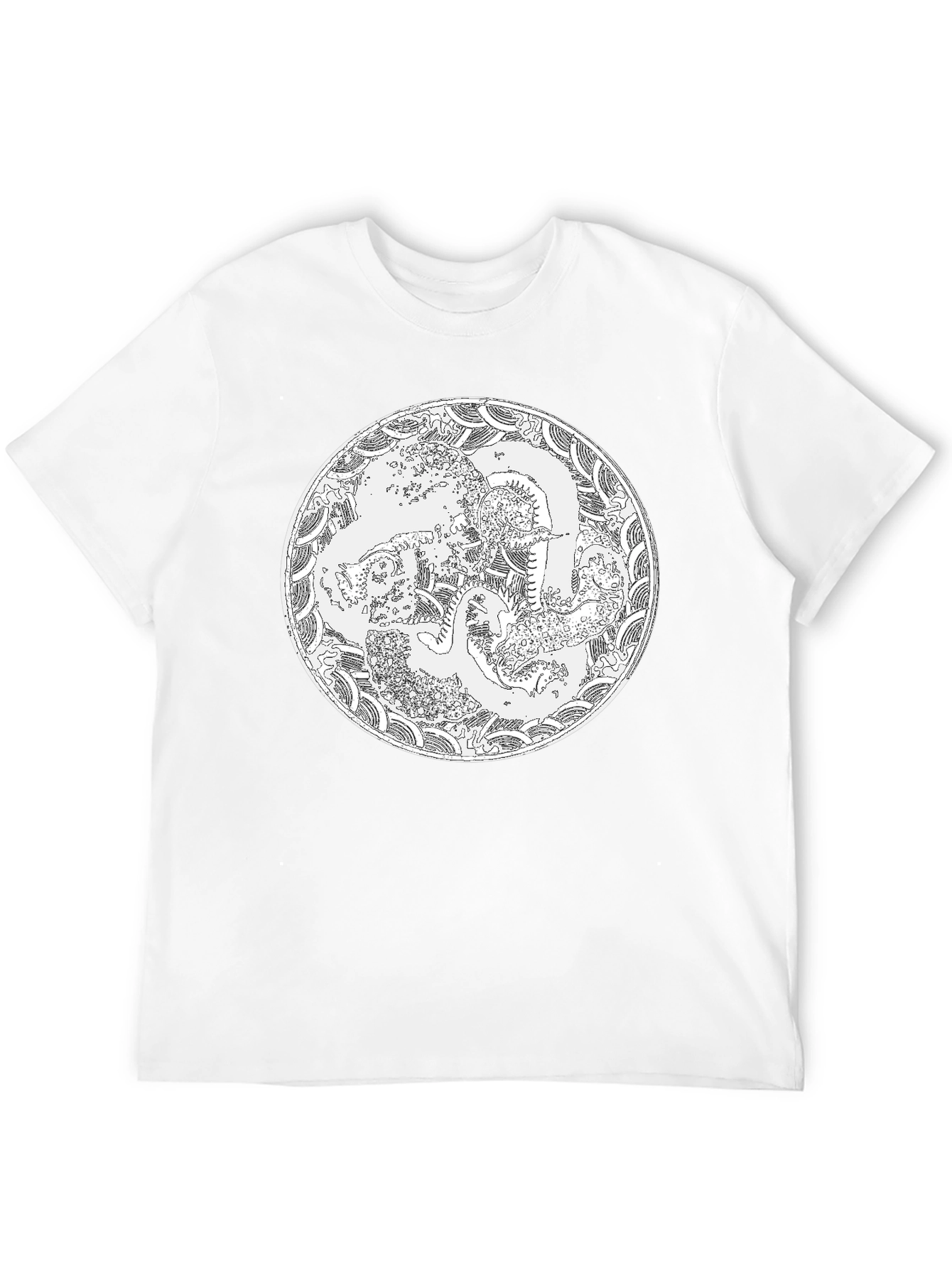 Black T-Shirt with Artistic Circle Design