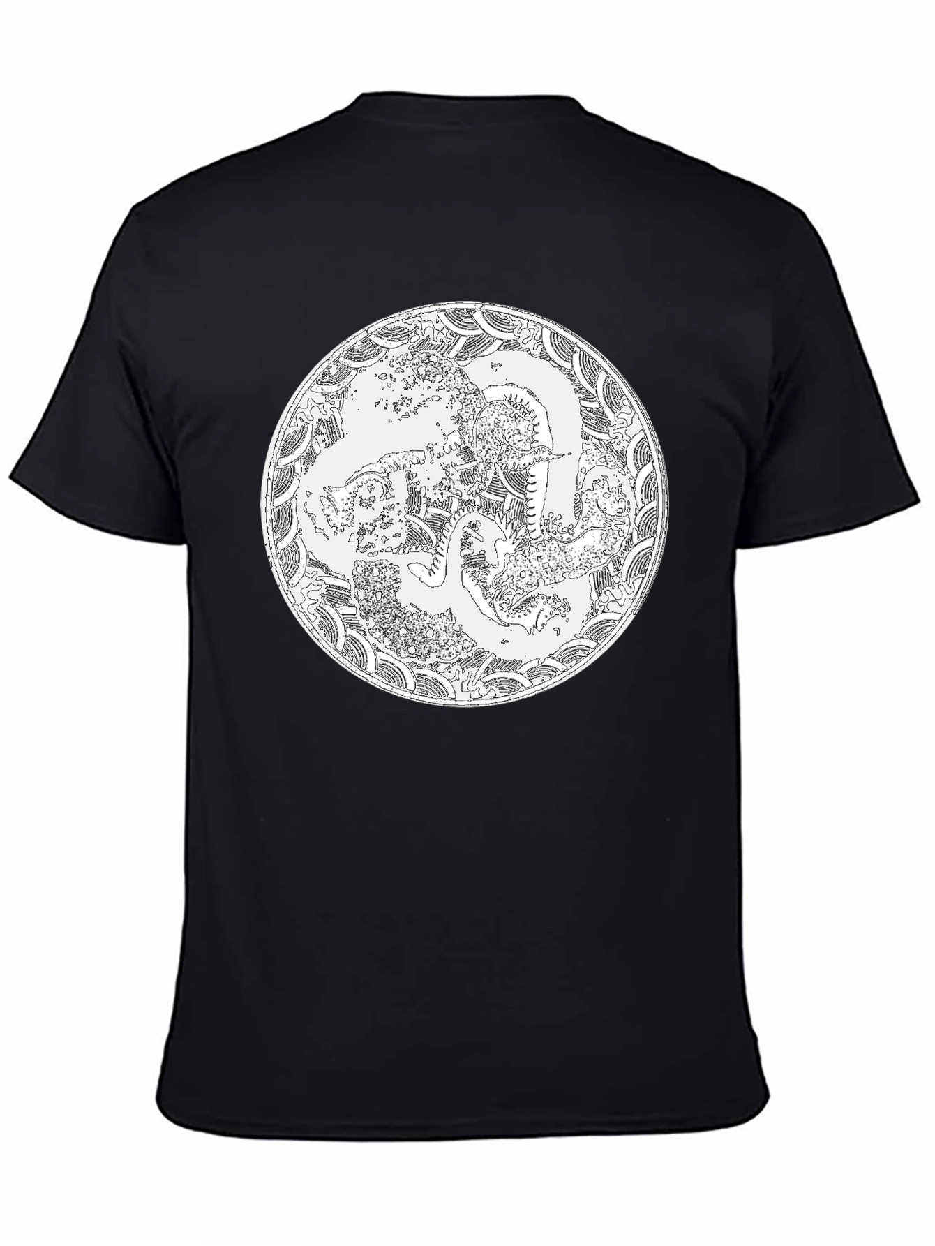 Black T-Shirt with Artistic Circle Design