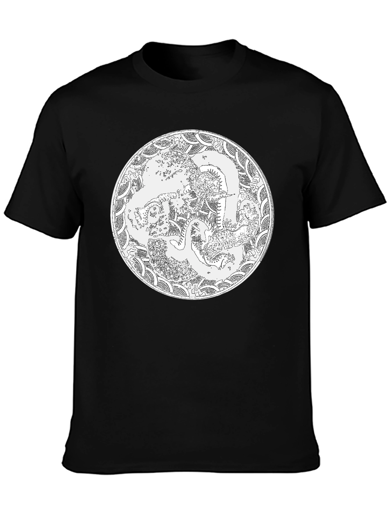 Black T-Shirt with Artistic Circle Design