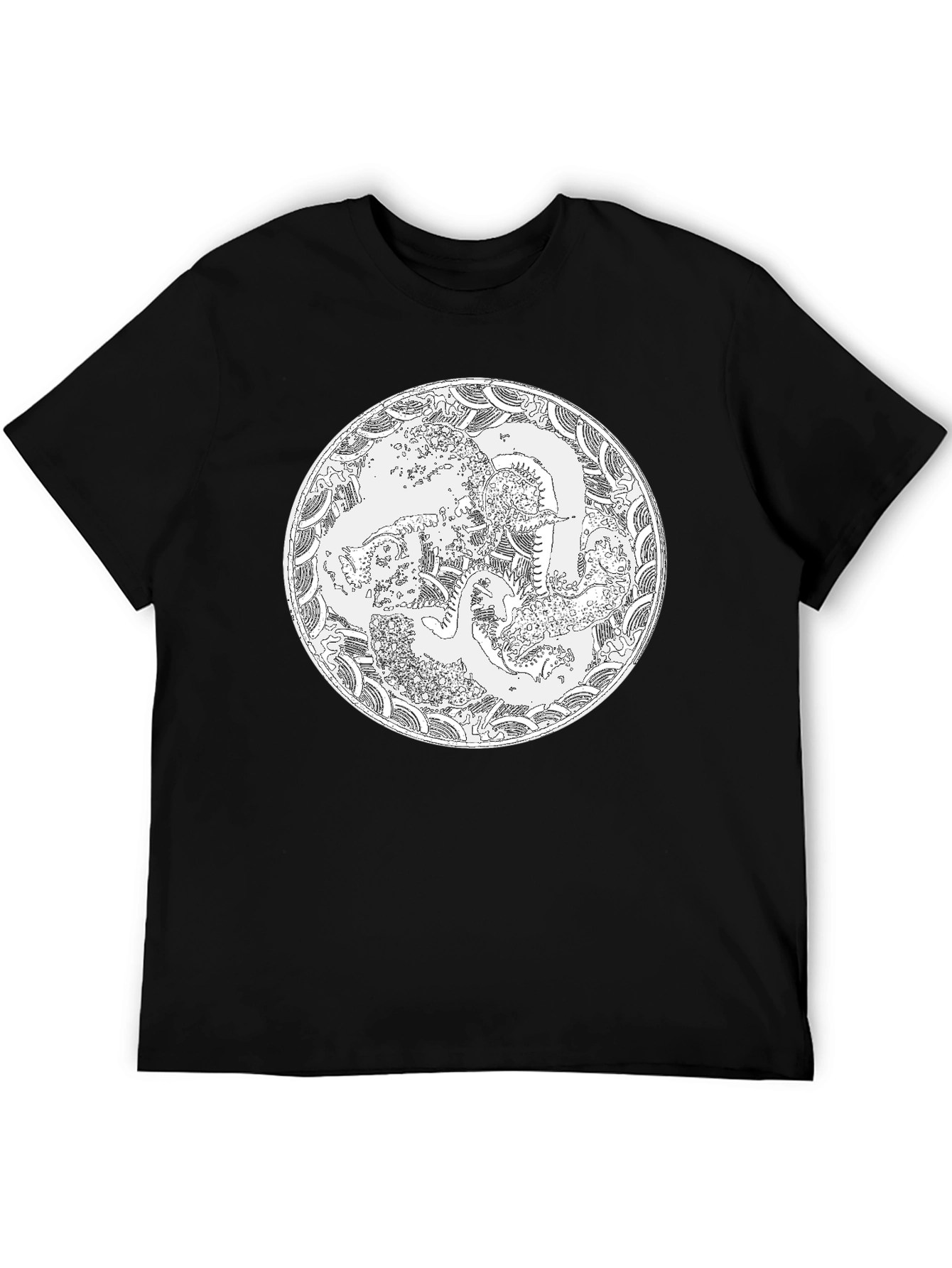Black T-Shirt with Artistic Circle Design