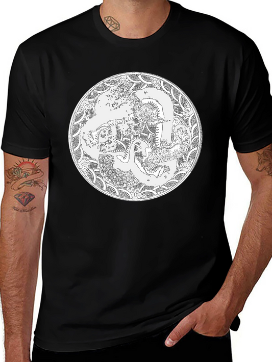 Black T-Shirt with Artistic Circle Design