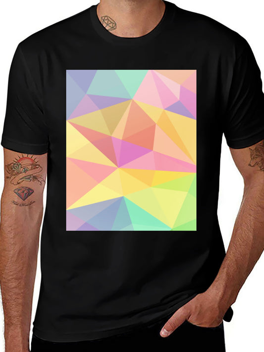 Geometric Polygon Pattern Tee - Colorful Abstract Art Shirt