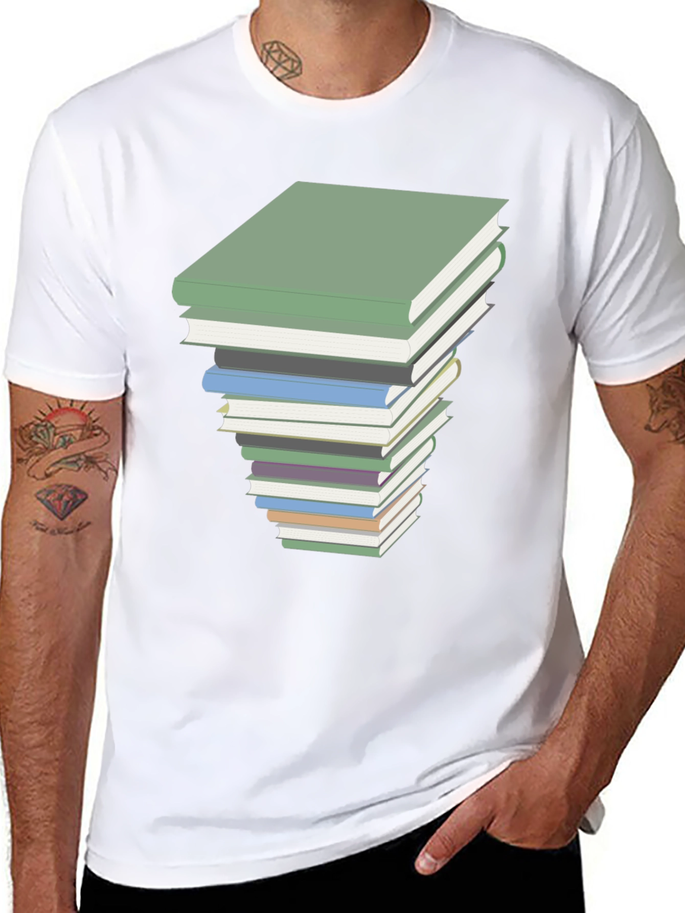 Book Stack Graphic Tee - Readers Style