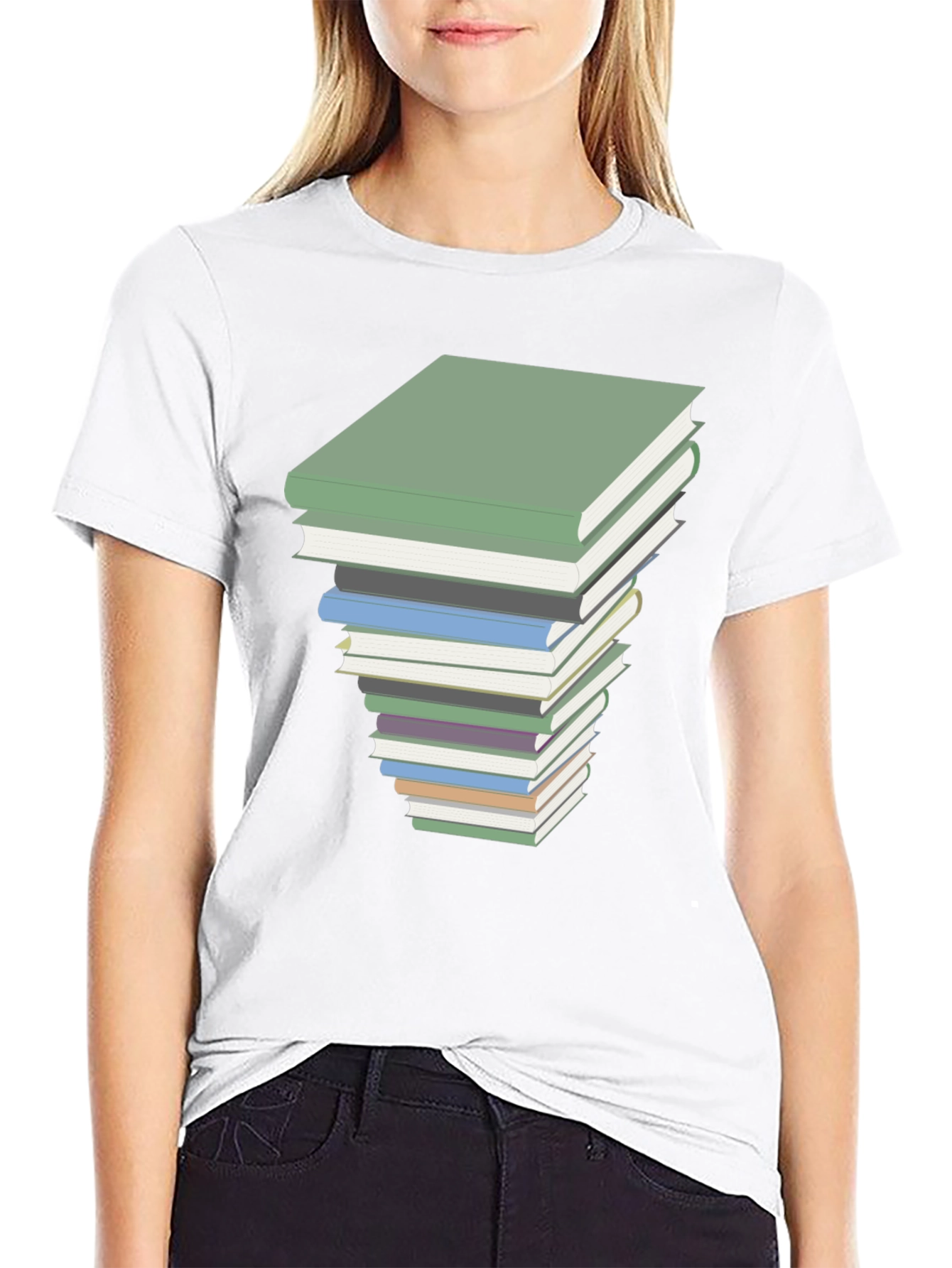 Book Stack Graphic Tee - Readers Style