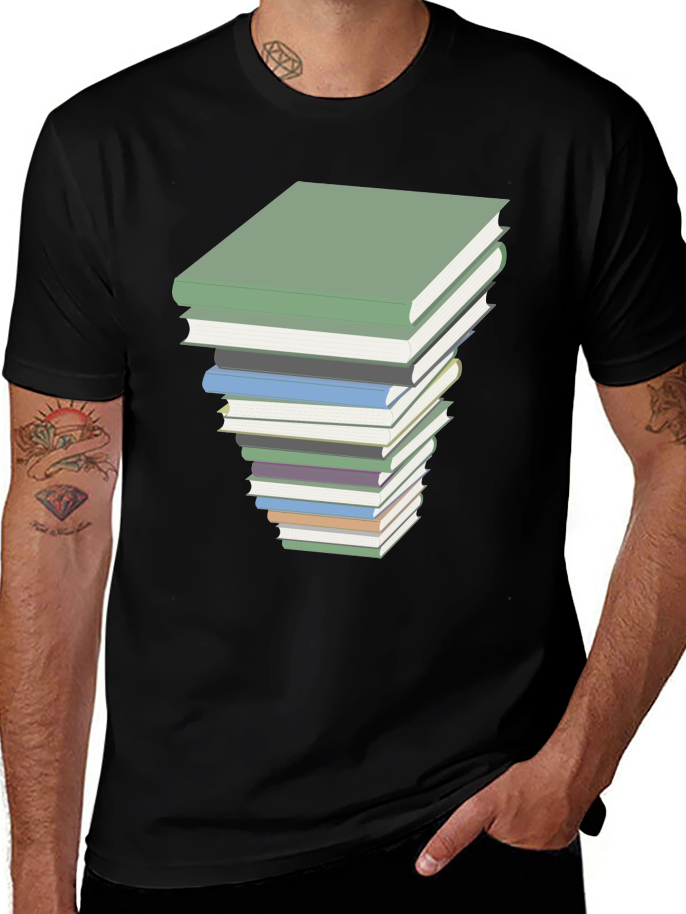 Book Stack Graphic Tee - Readers Style