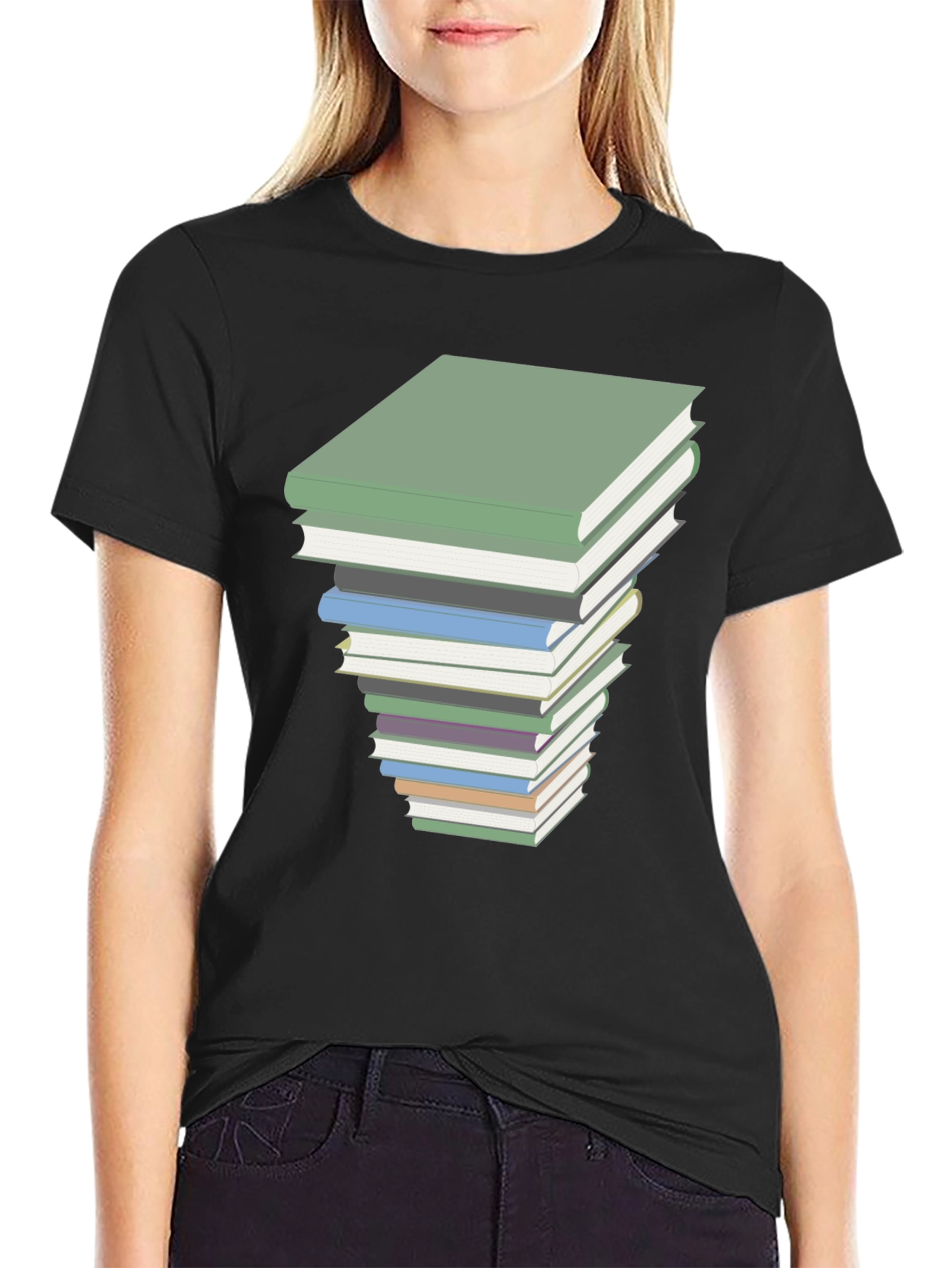 Book Stack Graphic Tee - Readers Style