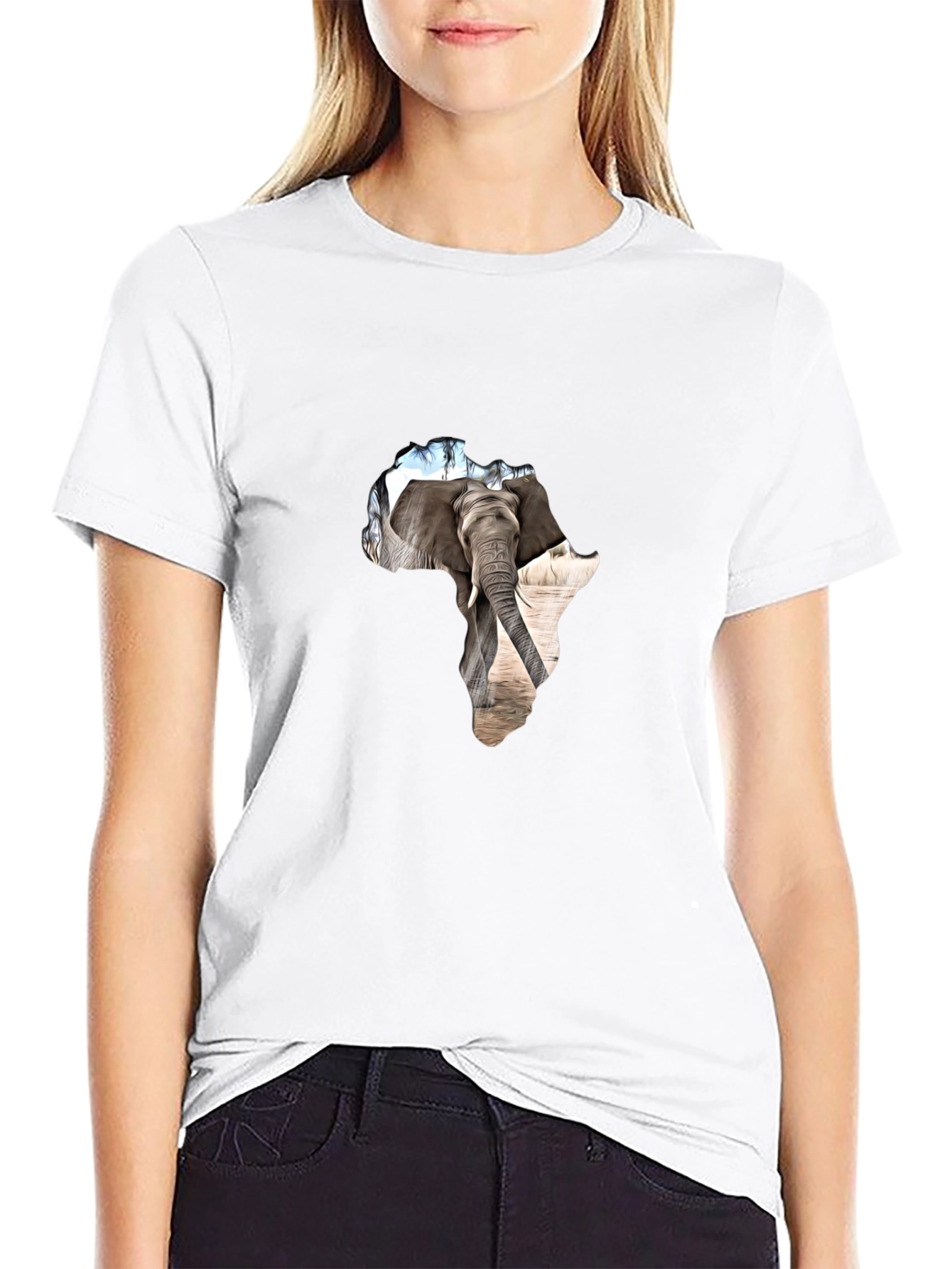 Africa Elephant Graphic Tee - Black