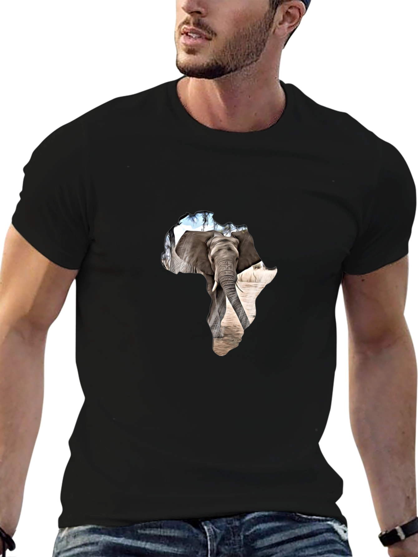 Africa Elephant Graphic Tee - Black
