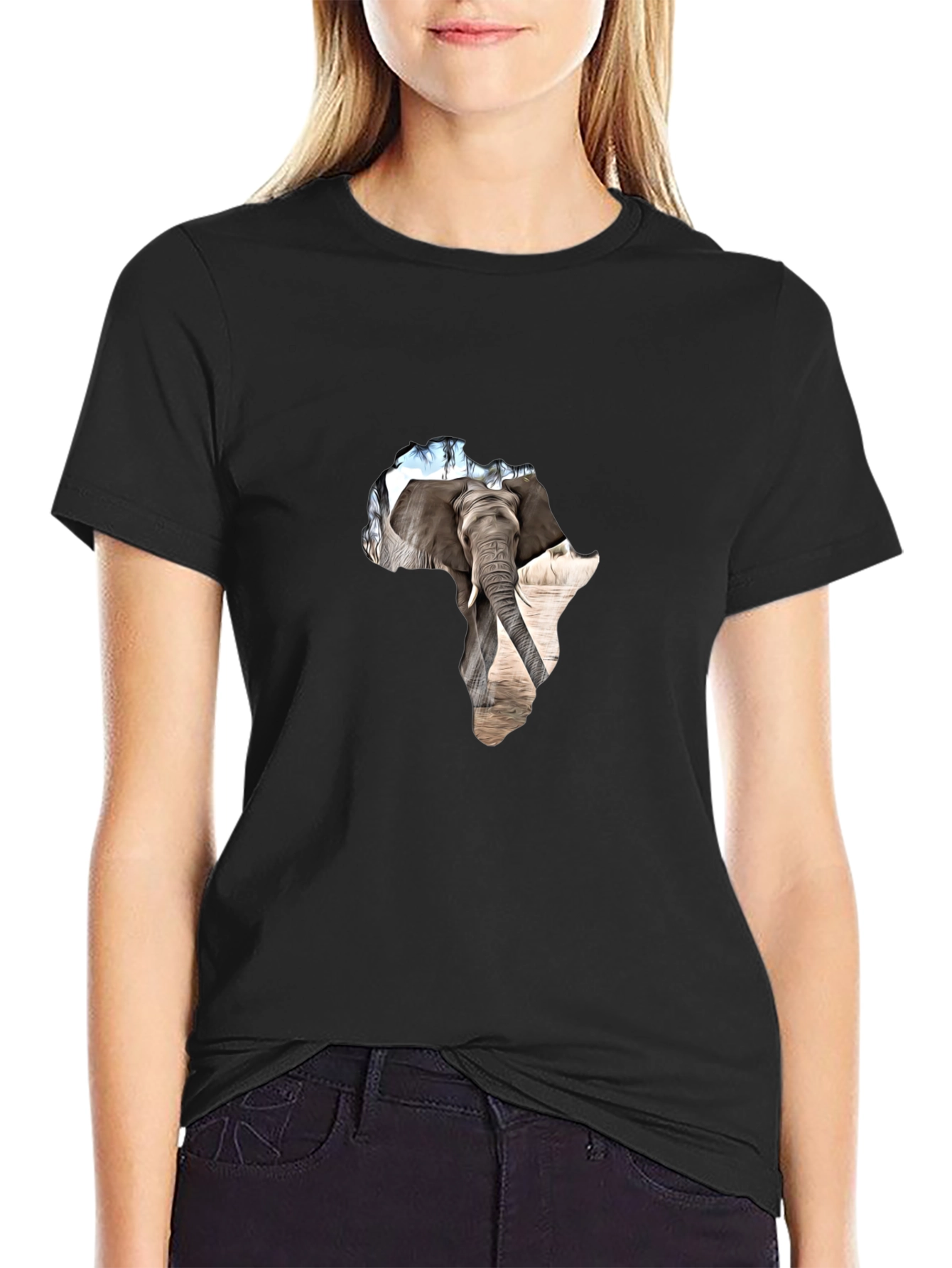 Africa Elephant Graphic Tee - Black