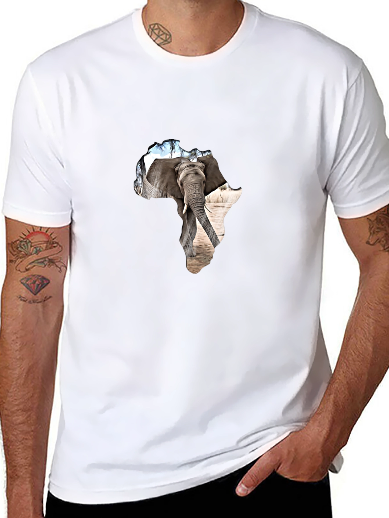 Africa Elephant Graphic Tee - Black