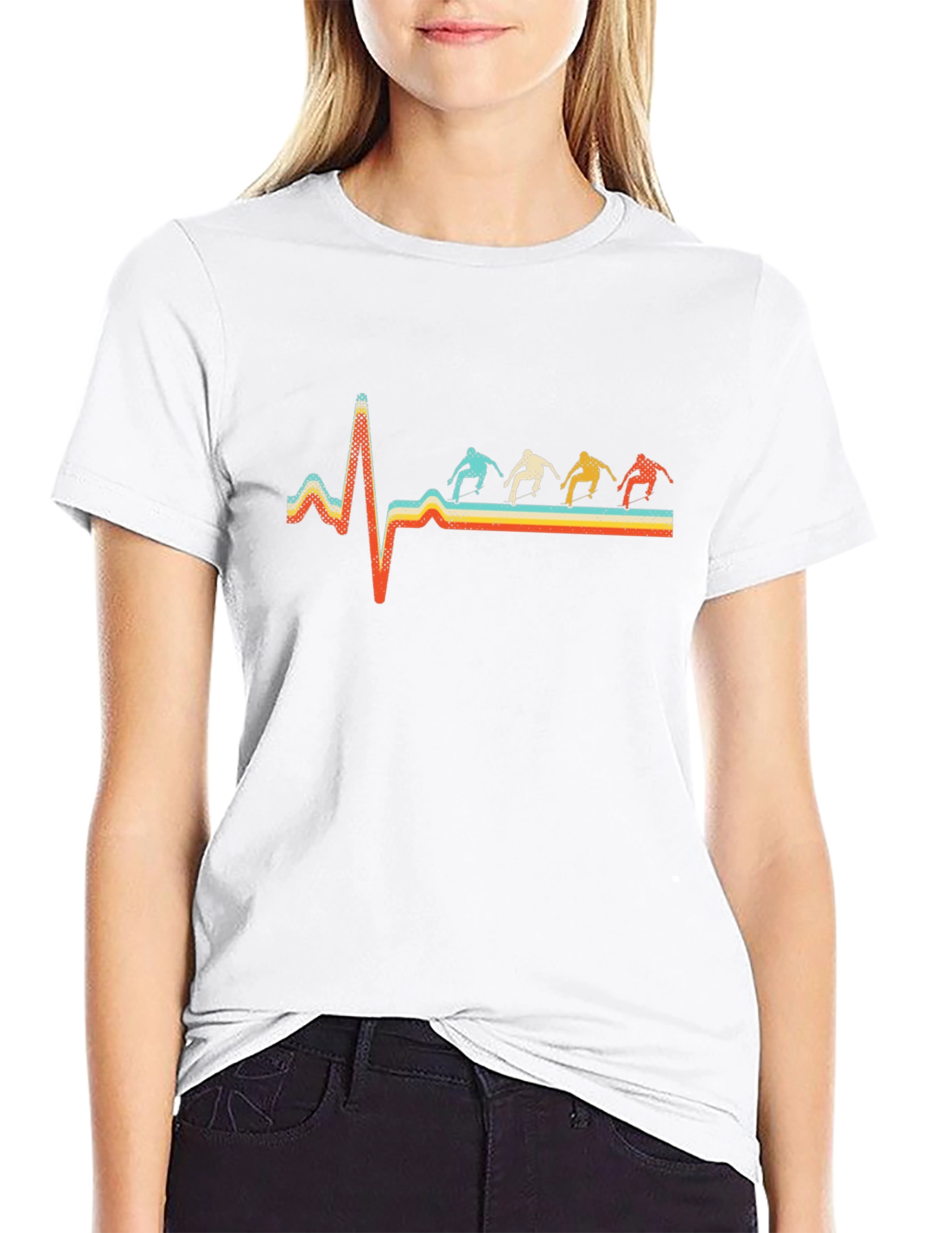 Retro Skateboard Heartbeat Graphic Tee