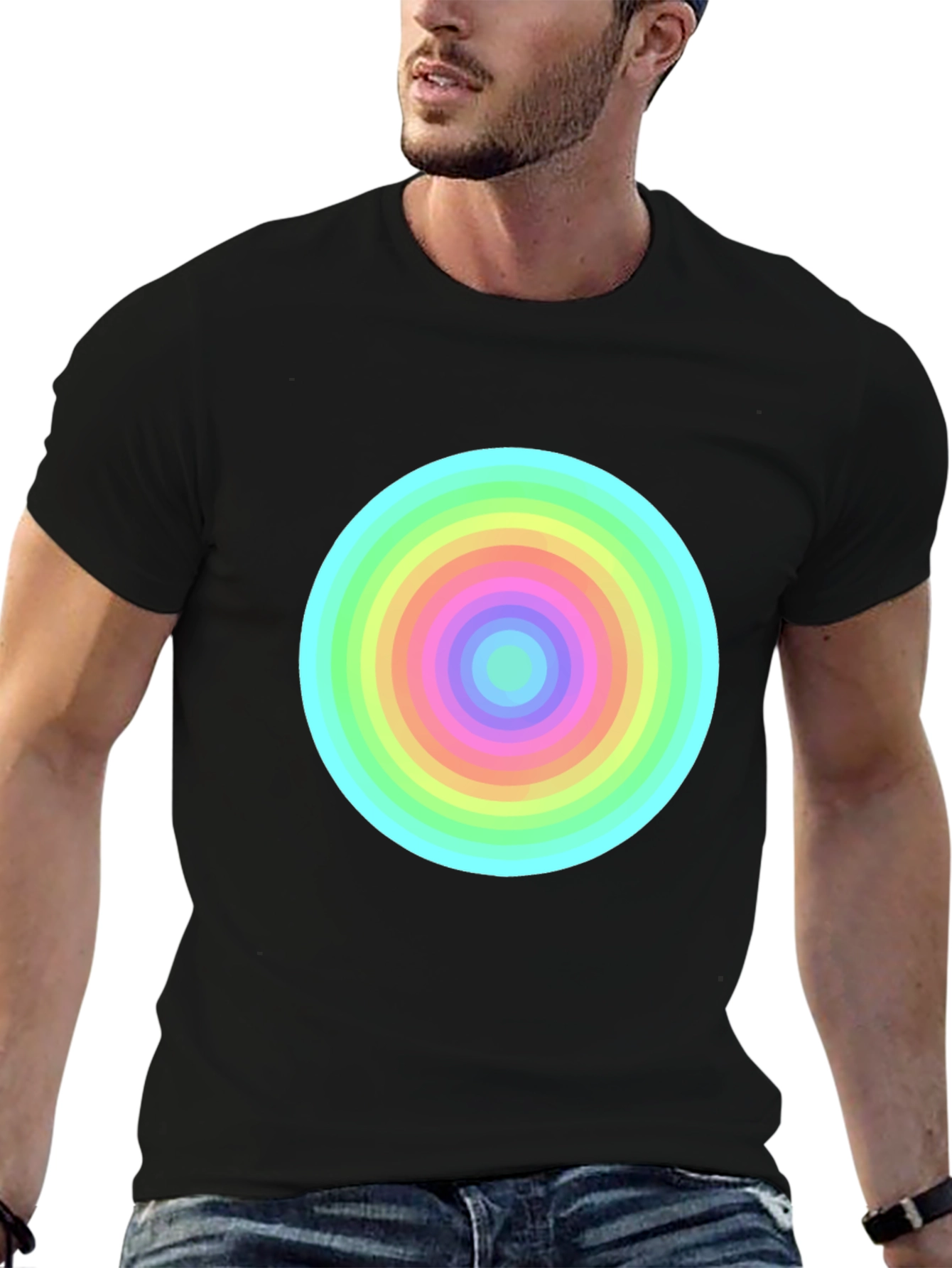 Rainbow Circle Tee - Bold Graphic T-Shirt