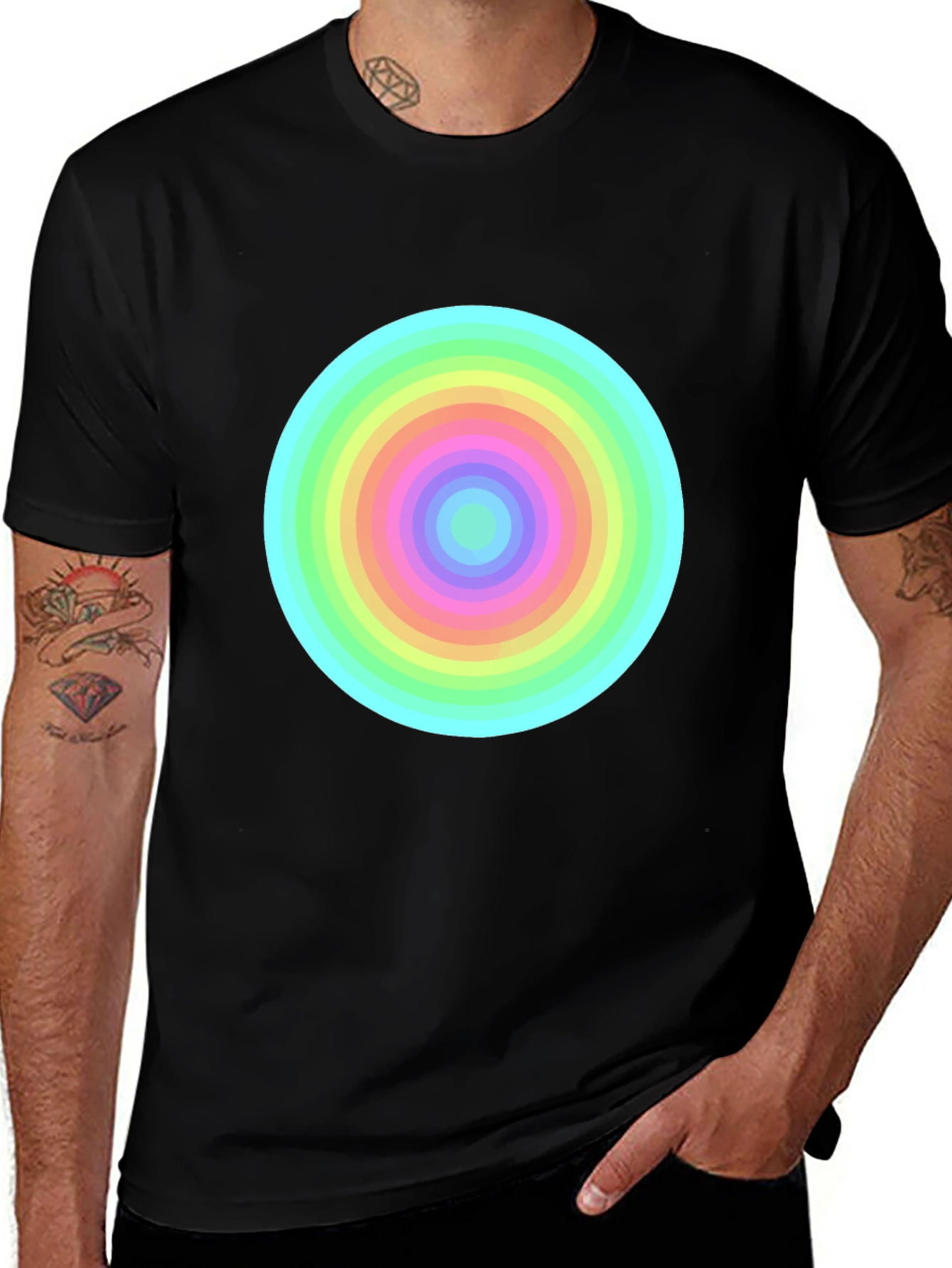 Rainbow Circle Tee - Bold Graphic T-Shirt