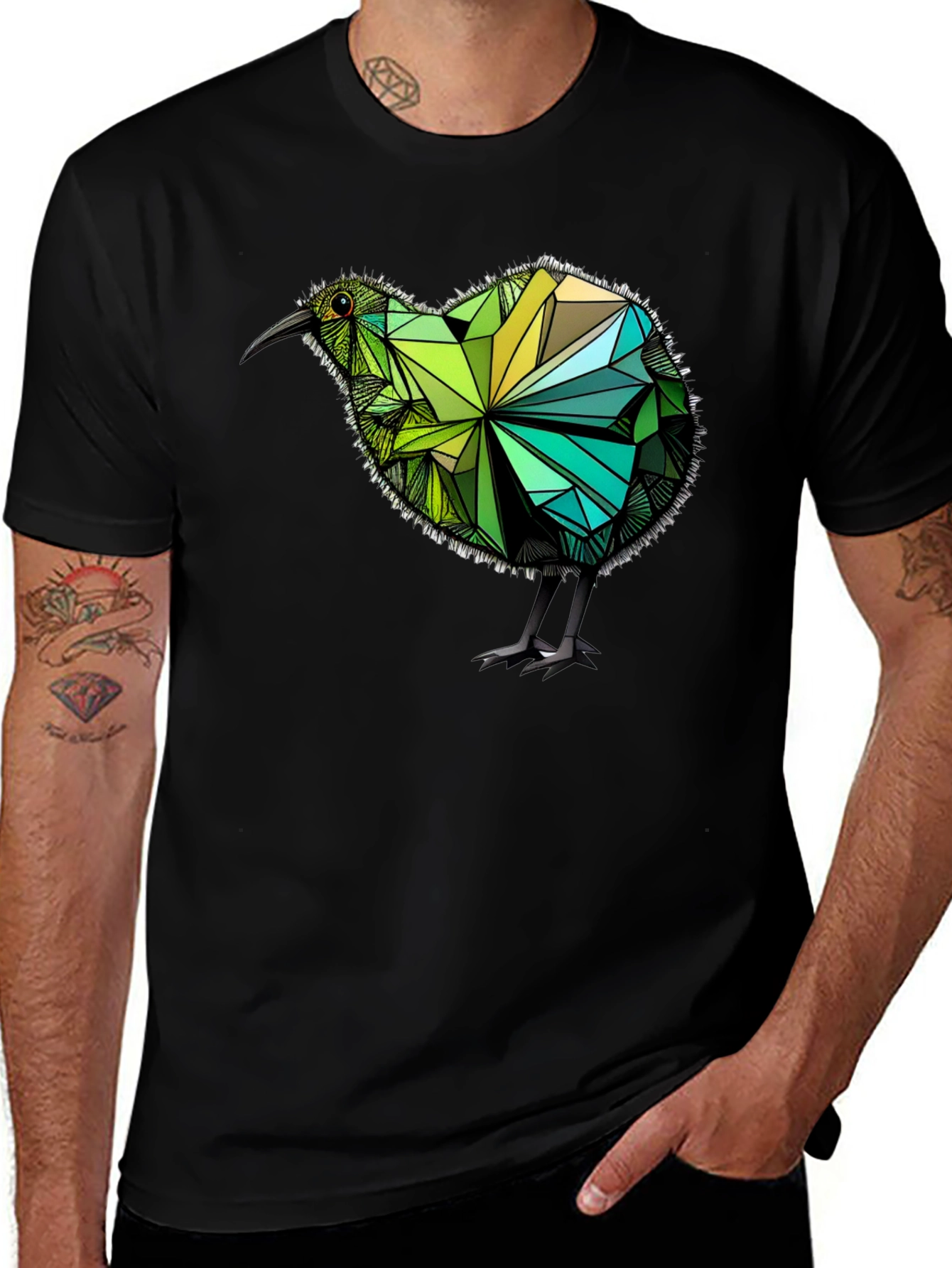 Geometric Kiwi Bird Graphic Tee - Modern & Unique