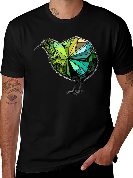 Geometric Kiwi Bird Graphic Tee - Modern & Unique