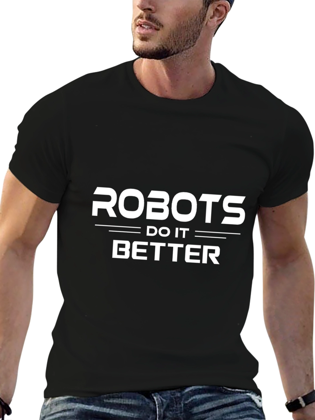 Robots Do It Better T-Shirt - Black Crew Neck