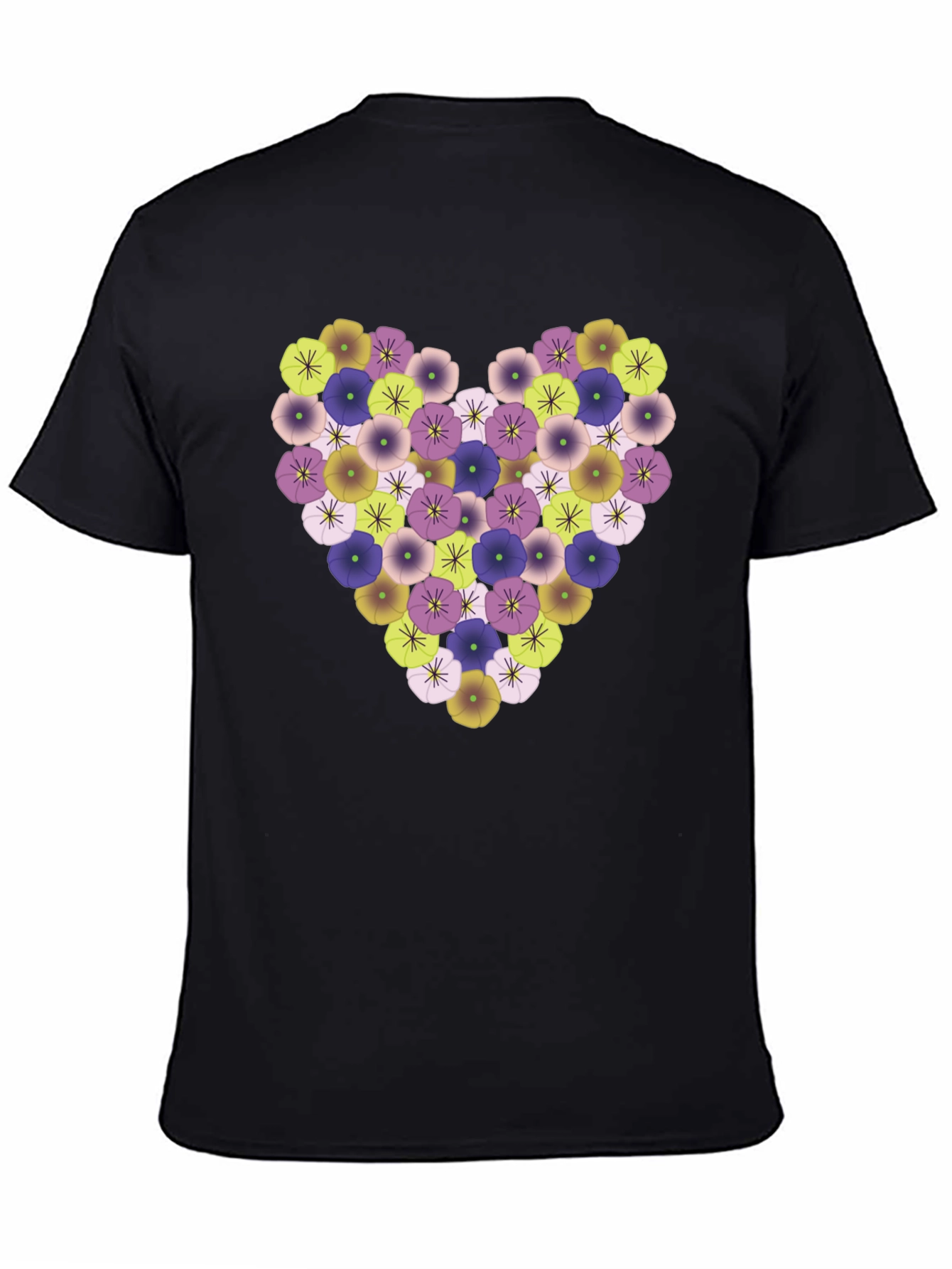 Floral Heart Tee - Stylish Black T-Shirt