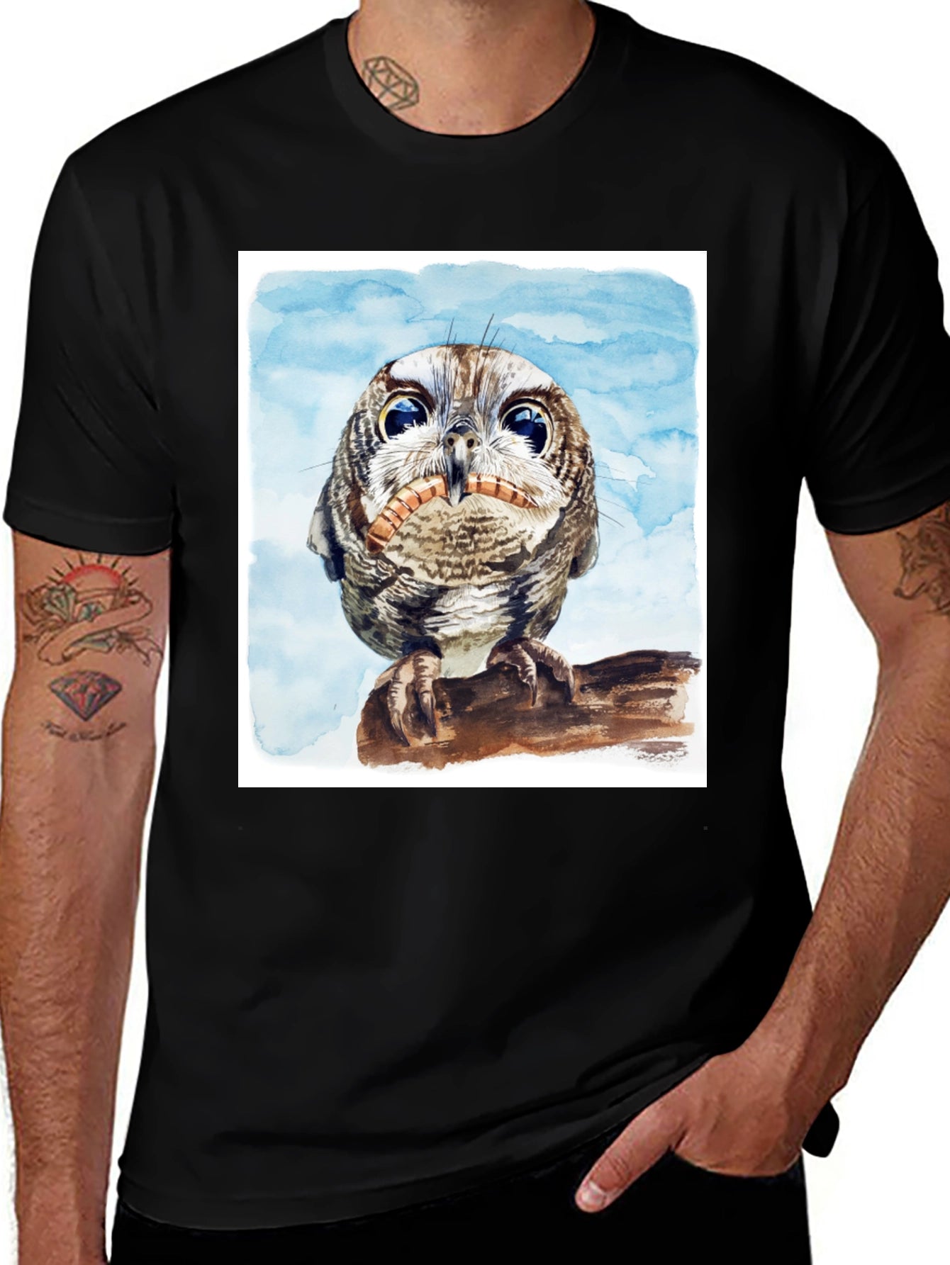 Owl Graphic Tee - Mens Black T-Shirt