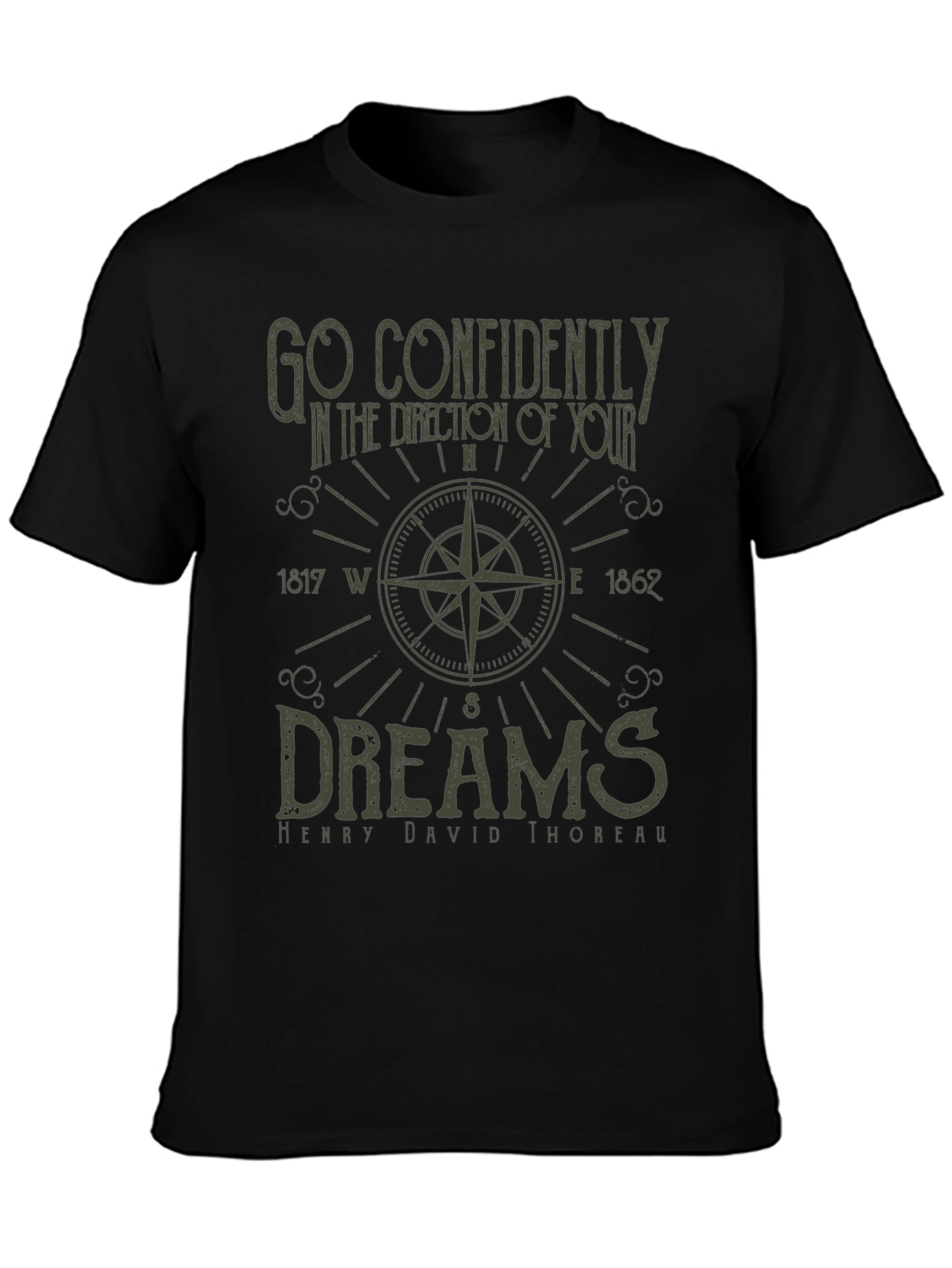 Inspirational Compass Graphic T-Shirt - Thoreau Quote