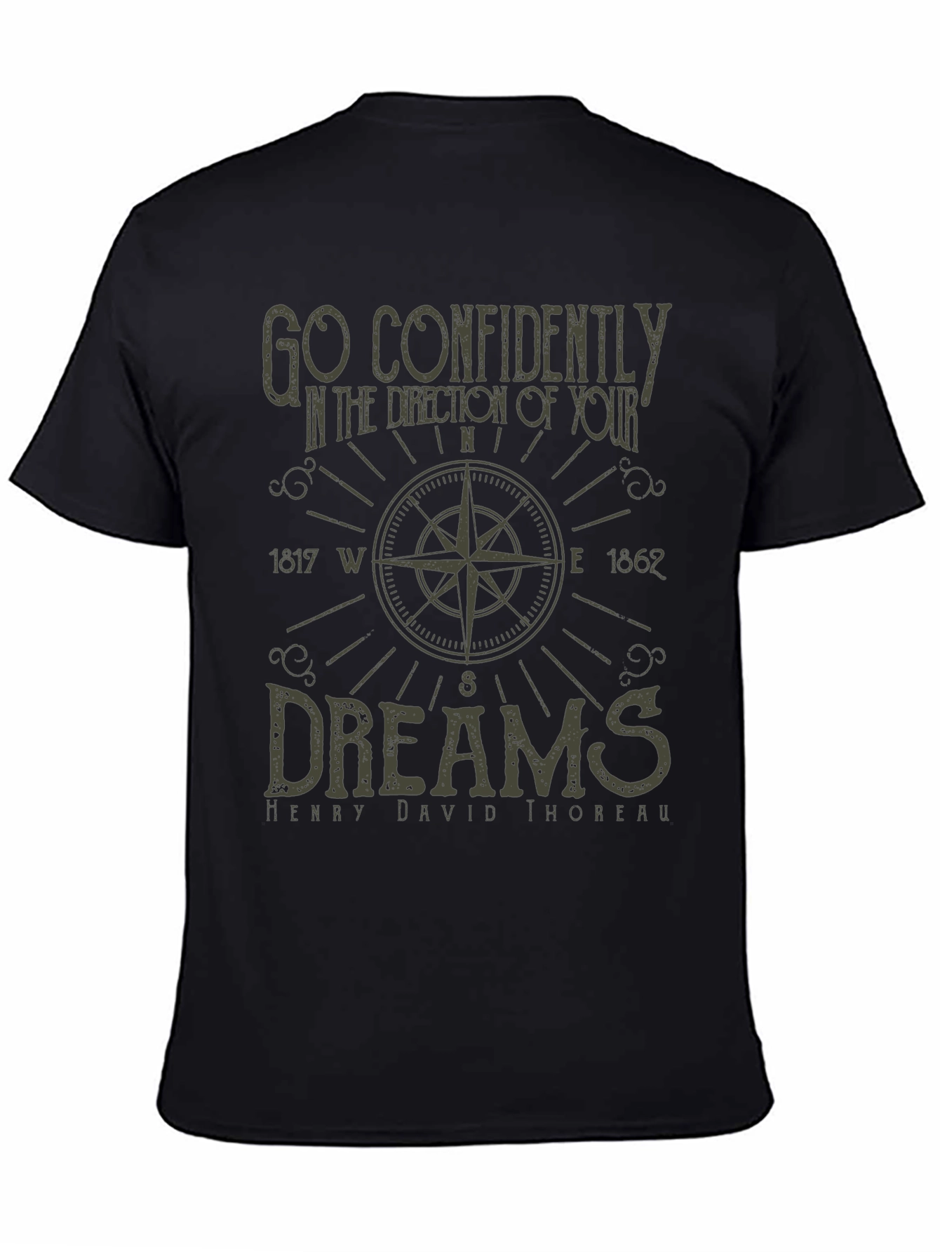 Inspirational Compass Graphic T-Shirt - Thoreau Quote