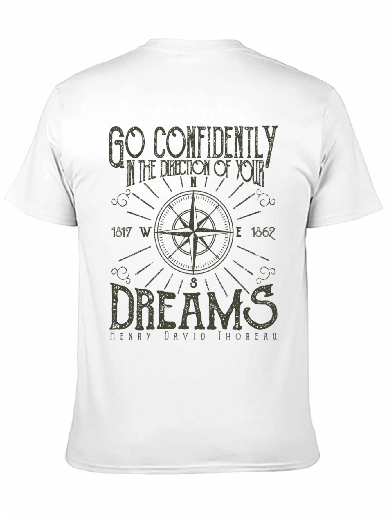 Inspirational Compass Graphic T-Shirt - Thoreau Quote
