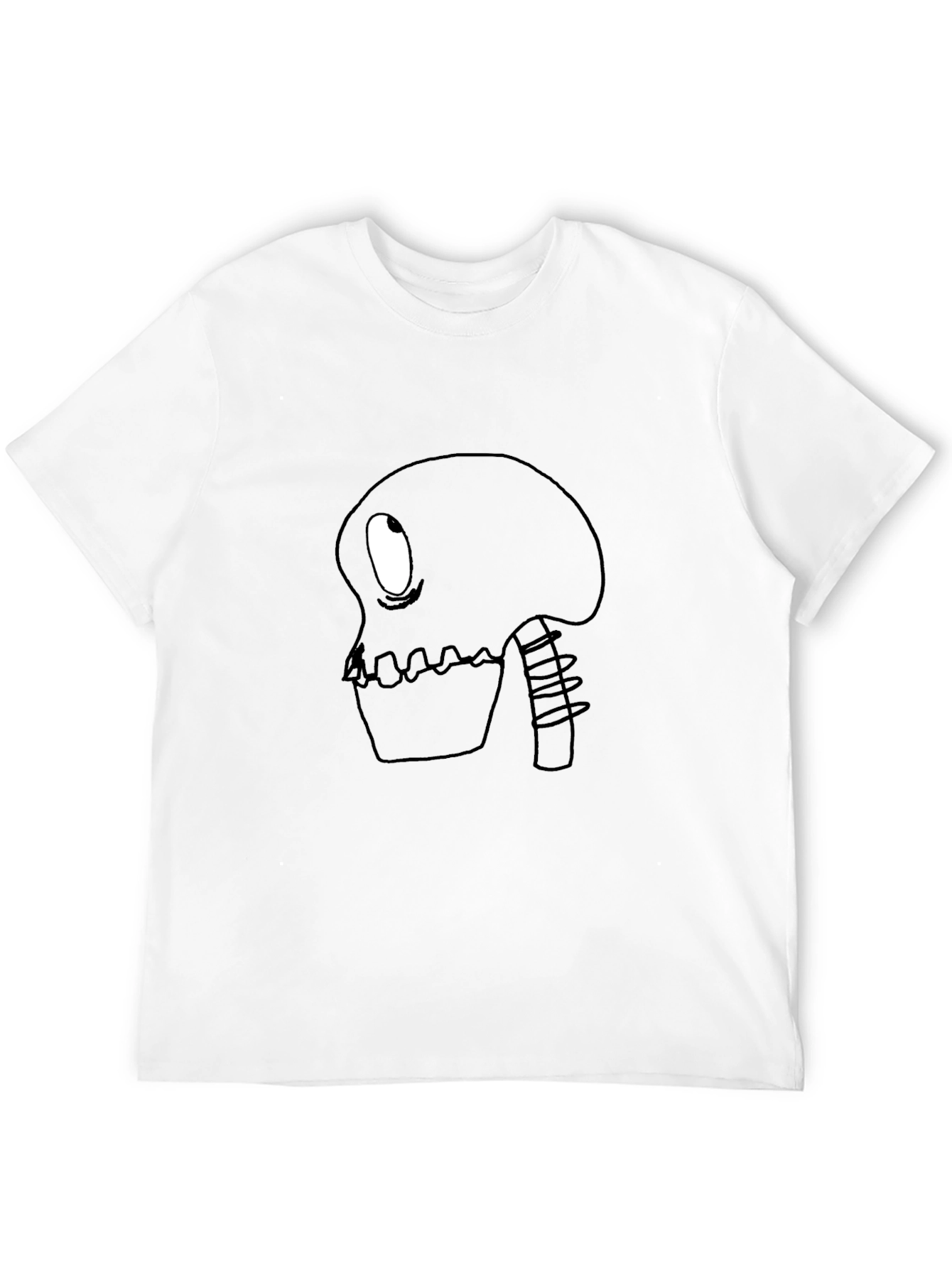 Cartoon Skeleton Graphic Tee - Black