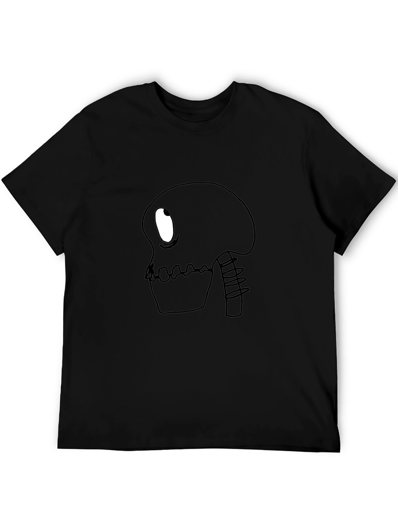 Cartoon Skeleton Graphic Tee - Black