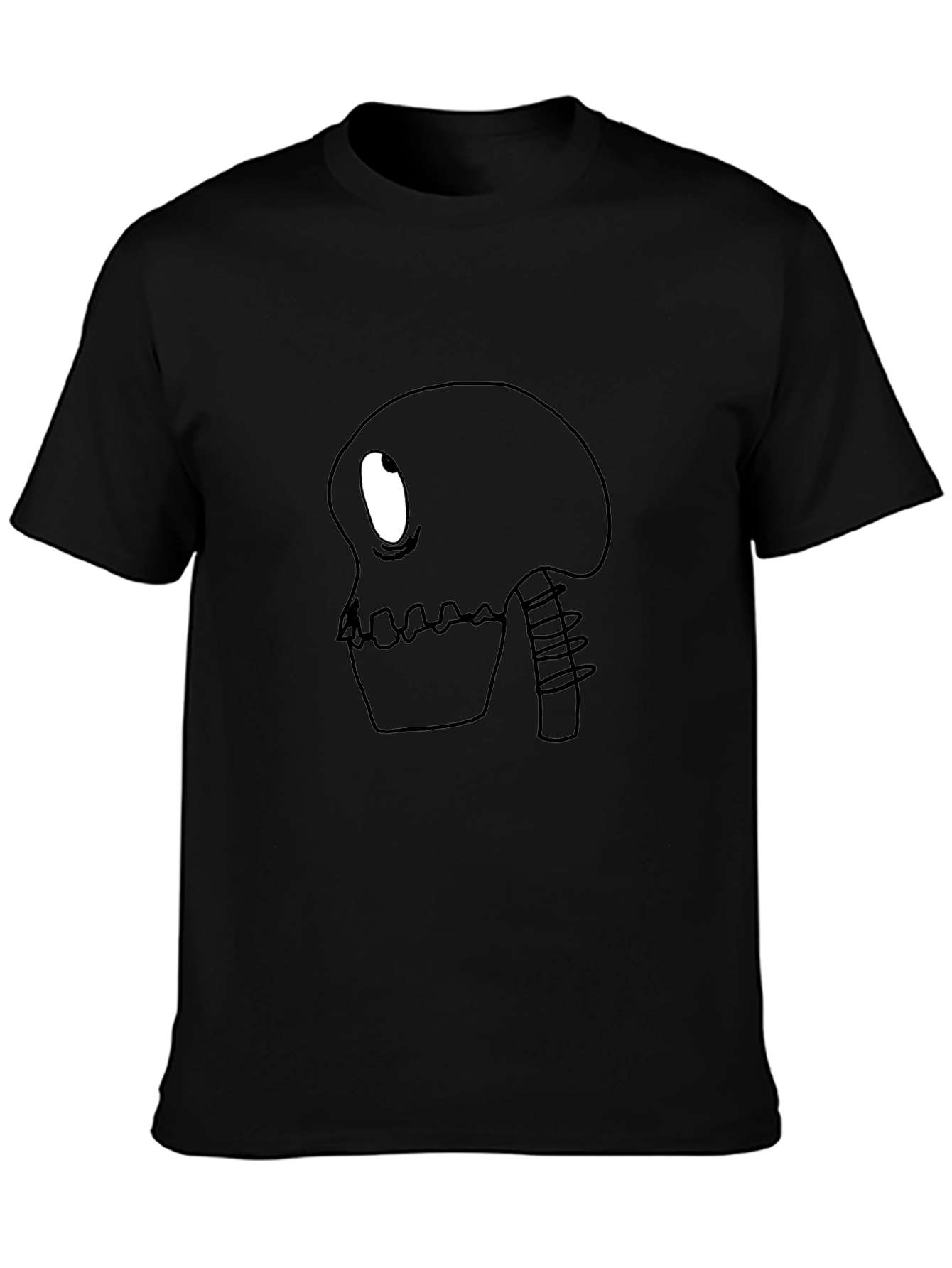Cartoon Skeleton Graphic Tee - Black