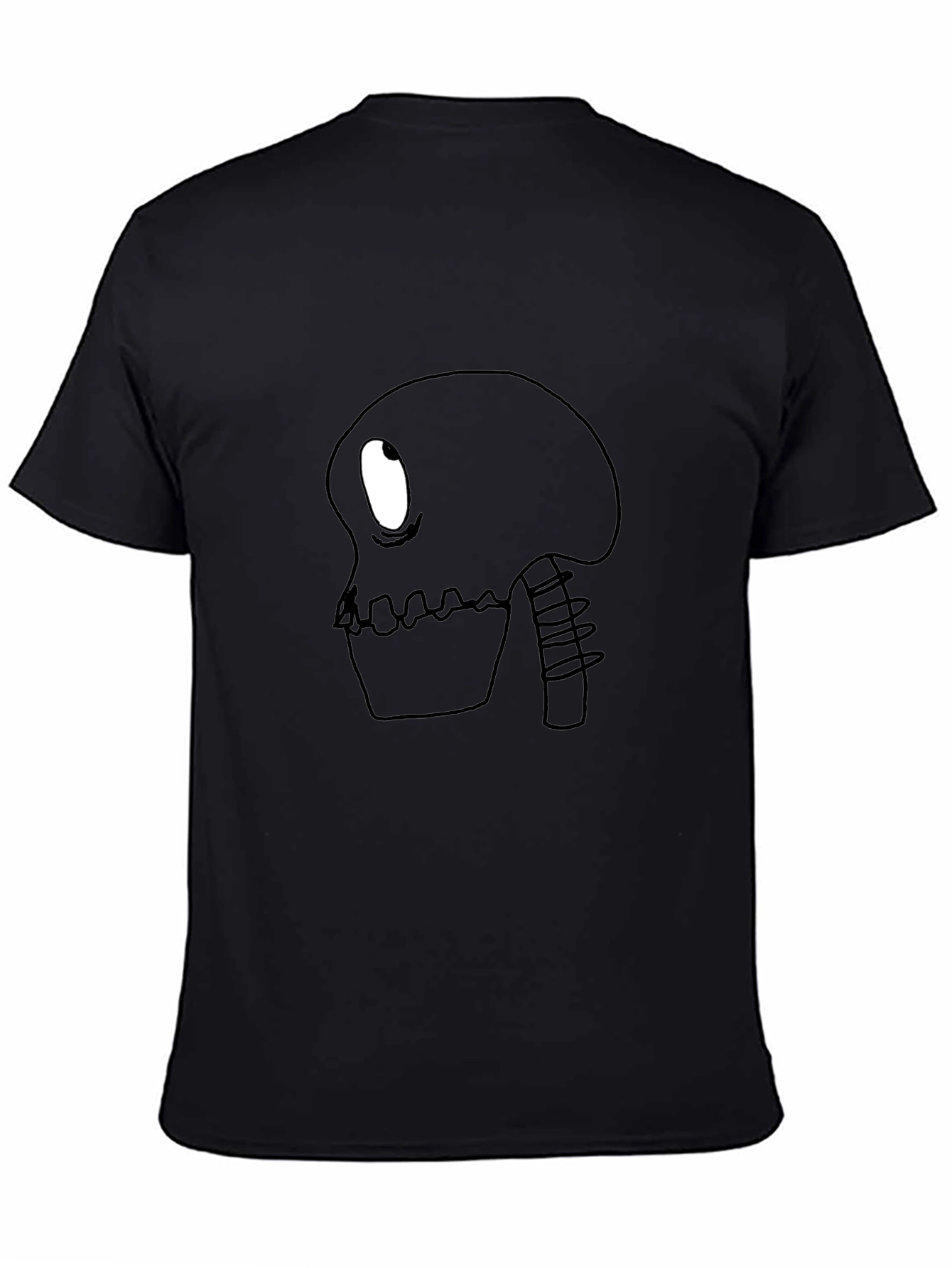 Cartoon Skeleton Graphic Tee - Black