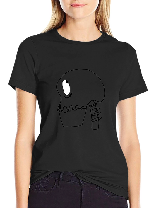 Cartoon Skeleton Graphic Tee - Black