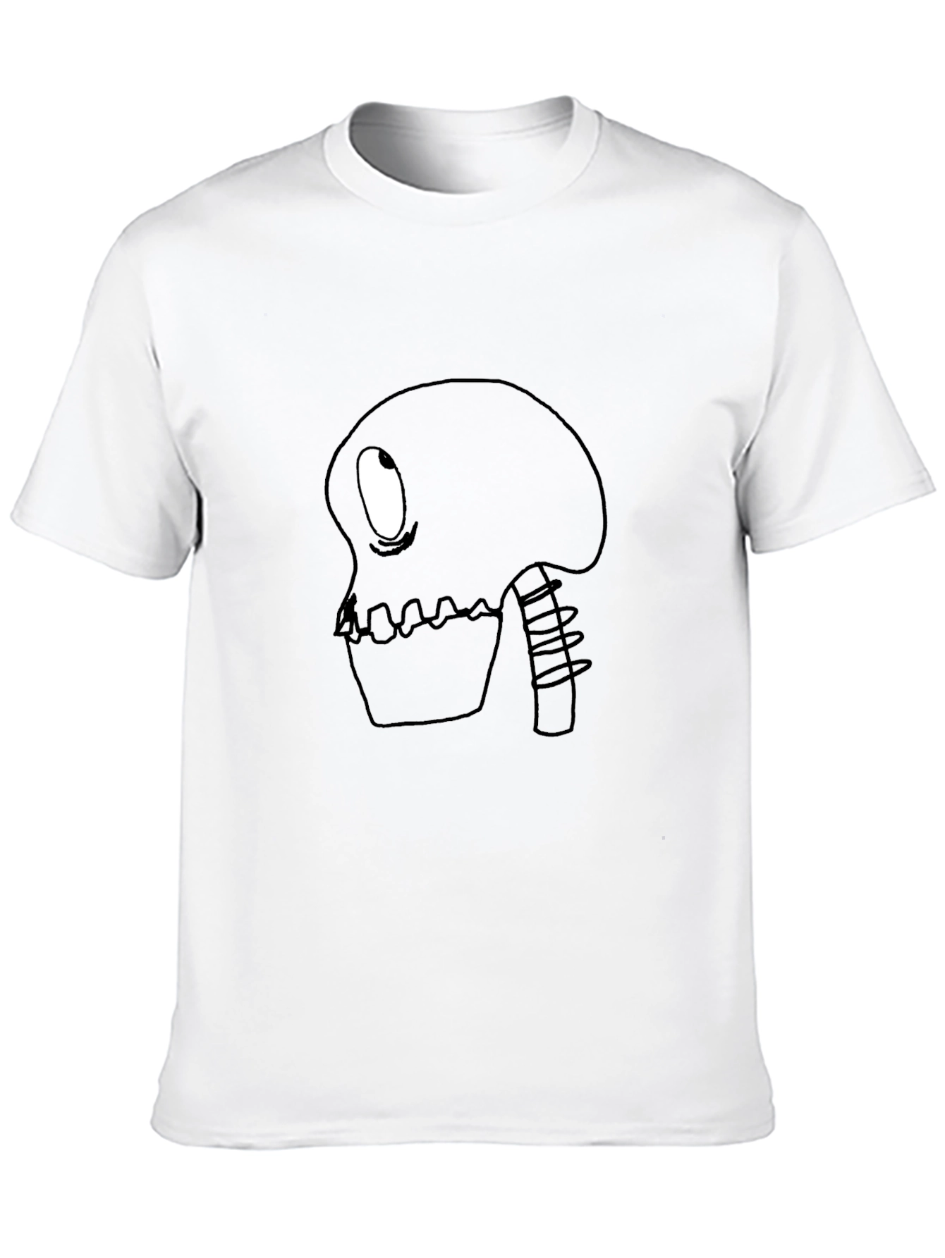 Cartoon Skeleton Graphic Tee - Black