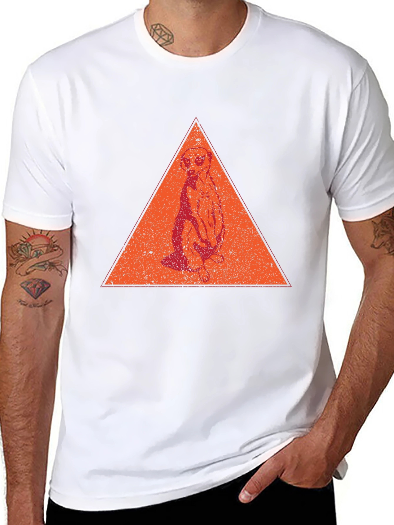 Meerkat Triangle Graphic Tee - Casual Black T-Shirt