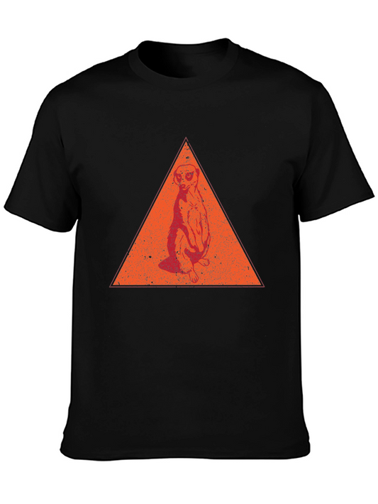 Meerkat Triangle Graphic Tee - Casual Black T-Shirt