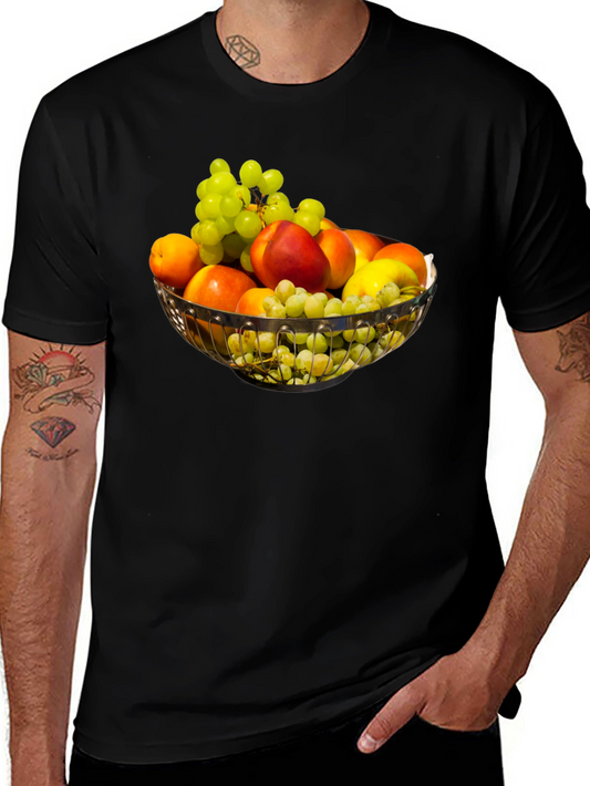 Fruit Bowl Graphic Print Black T-Shirt