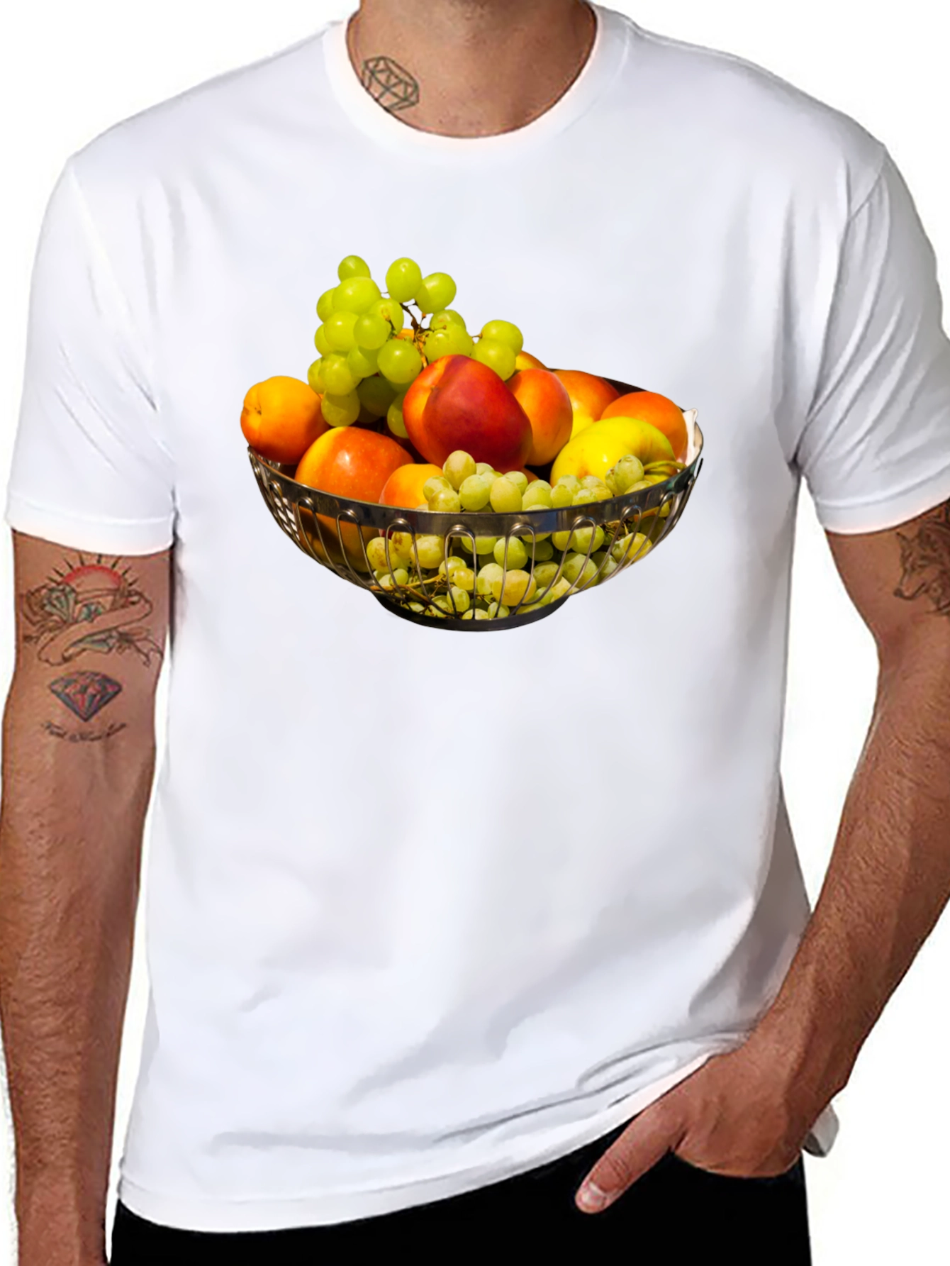 Fruit Bowl Graphic Print Black T-Shirt