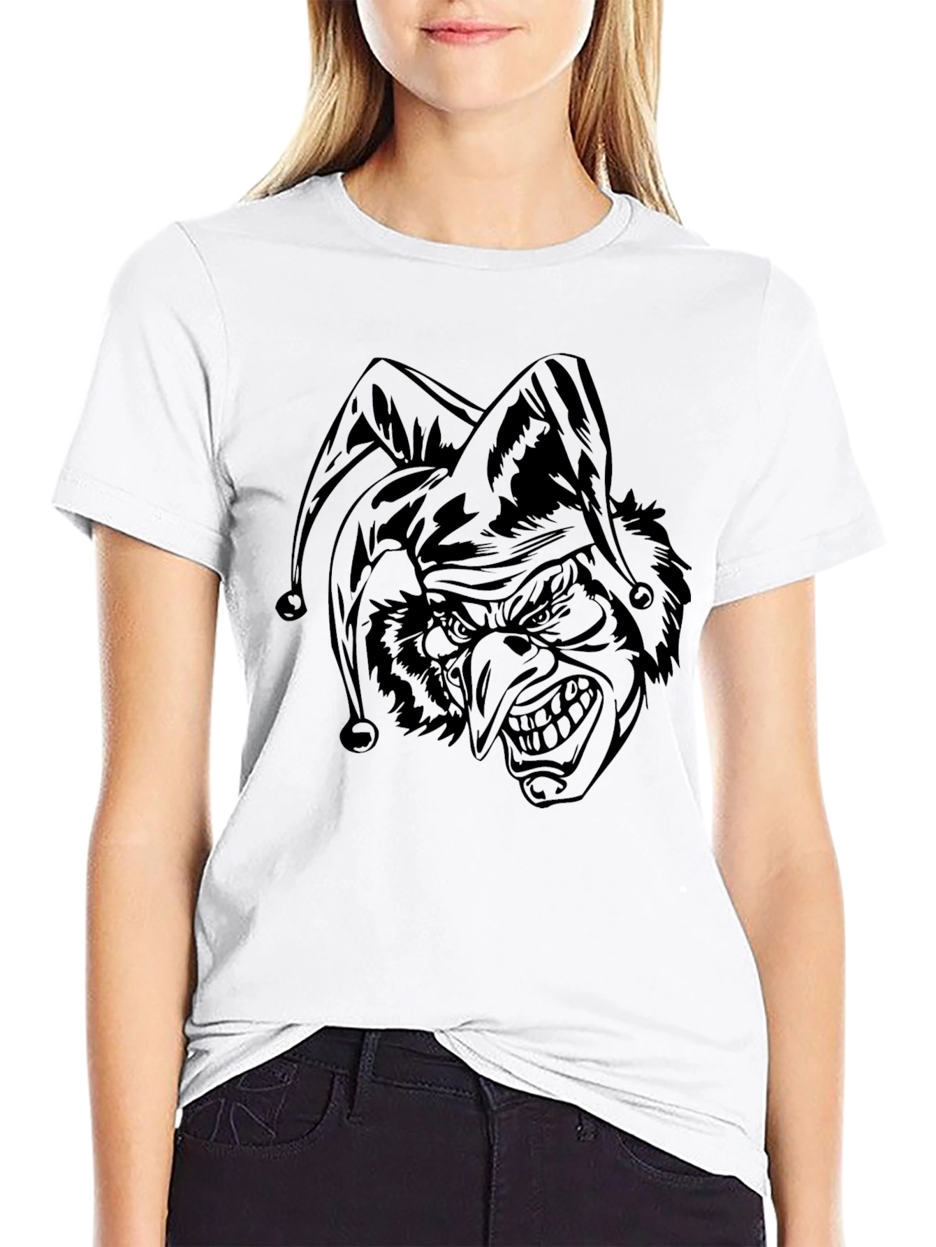 Mens Black T-Shirt with Jester Graphic