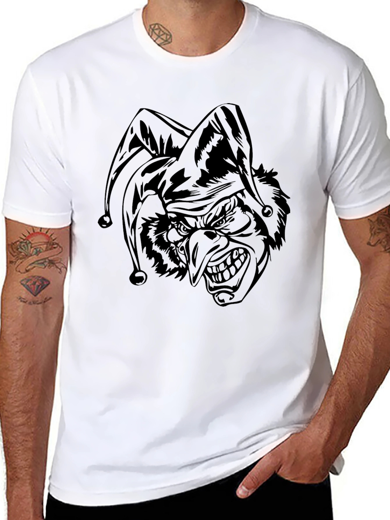 Mens Black T-Shirt with Jester Graphic