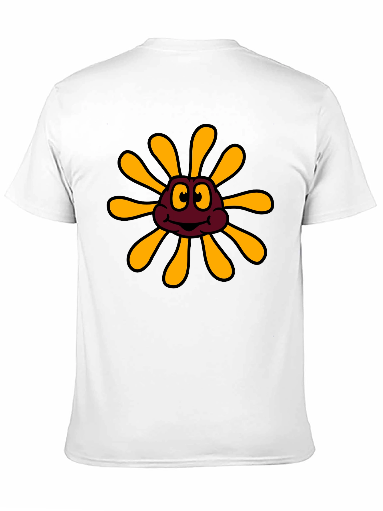 Cartoon Flower Graphic Black T-Shirt