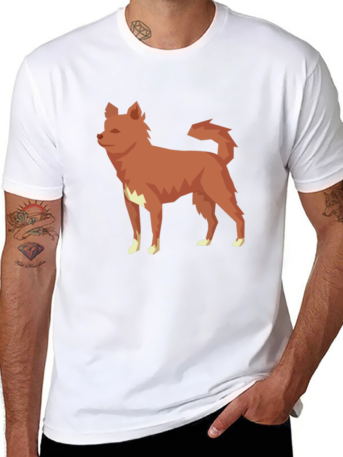 Geometric Dog Graphic Tee - Modern Style