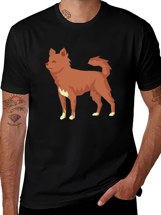 Geometric Dog Graphic Tee - Modern Style