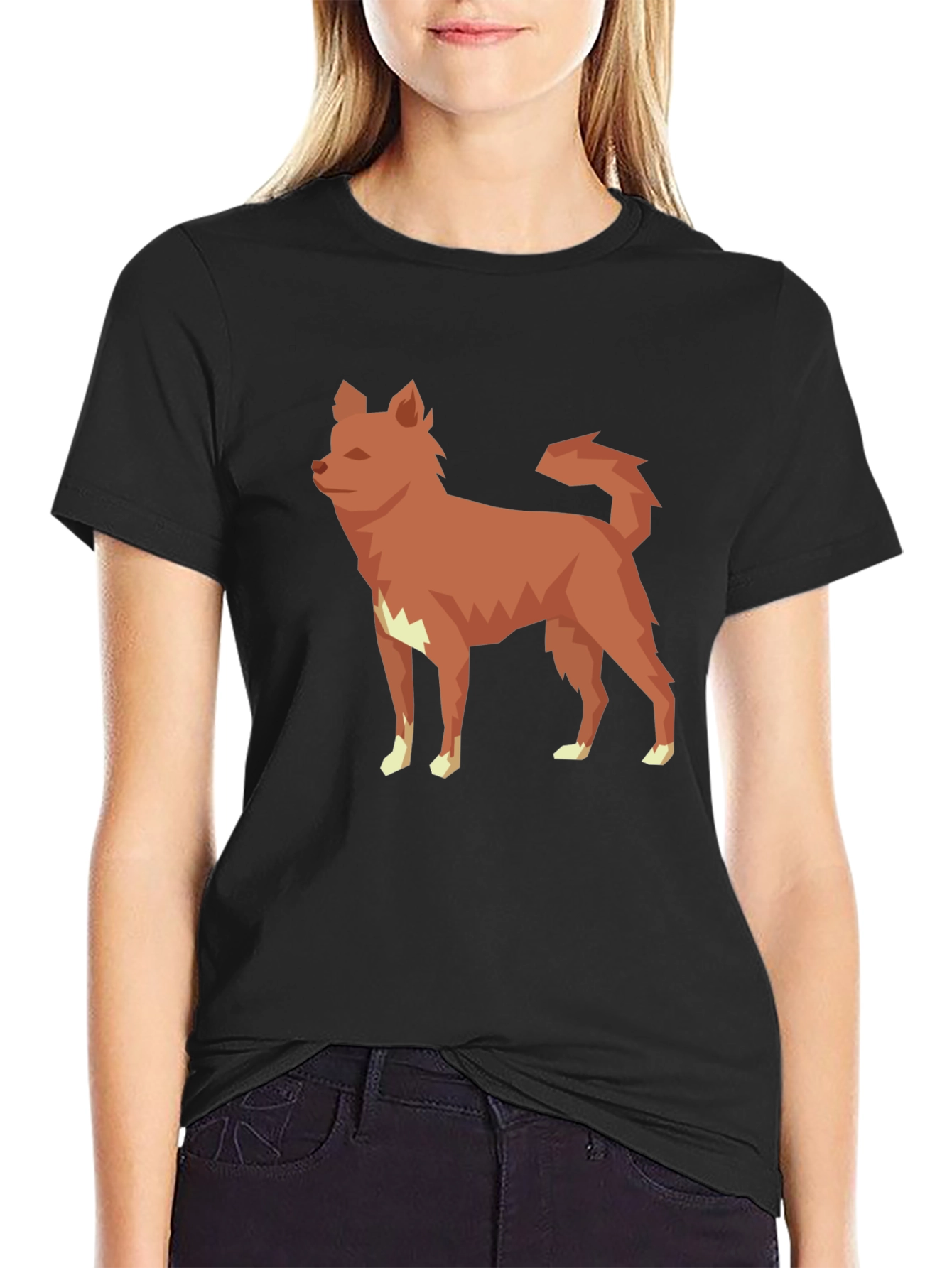 Geometric Dog Graphic Tee - Modern Style