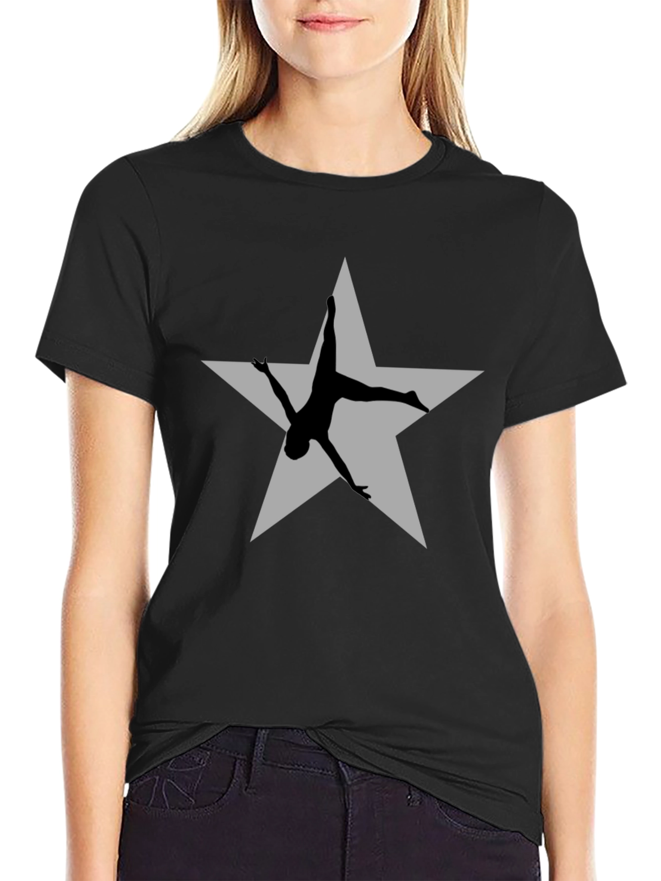 Gymnast Star Graphic Black T-Shirt